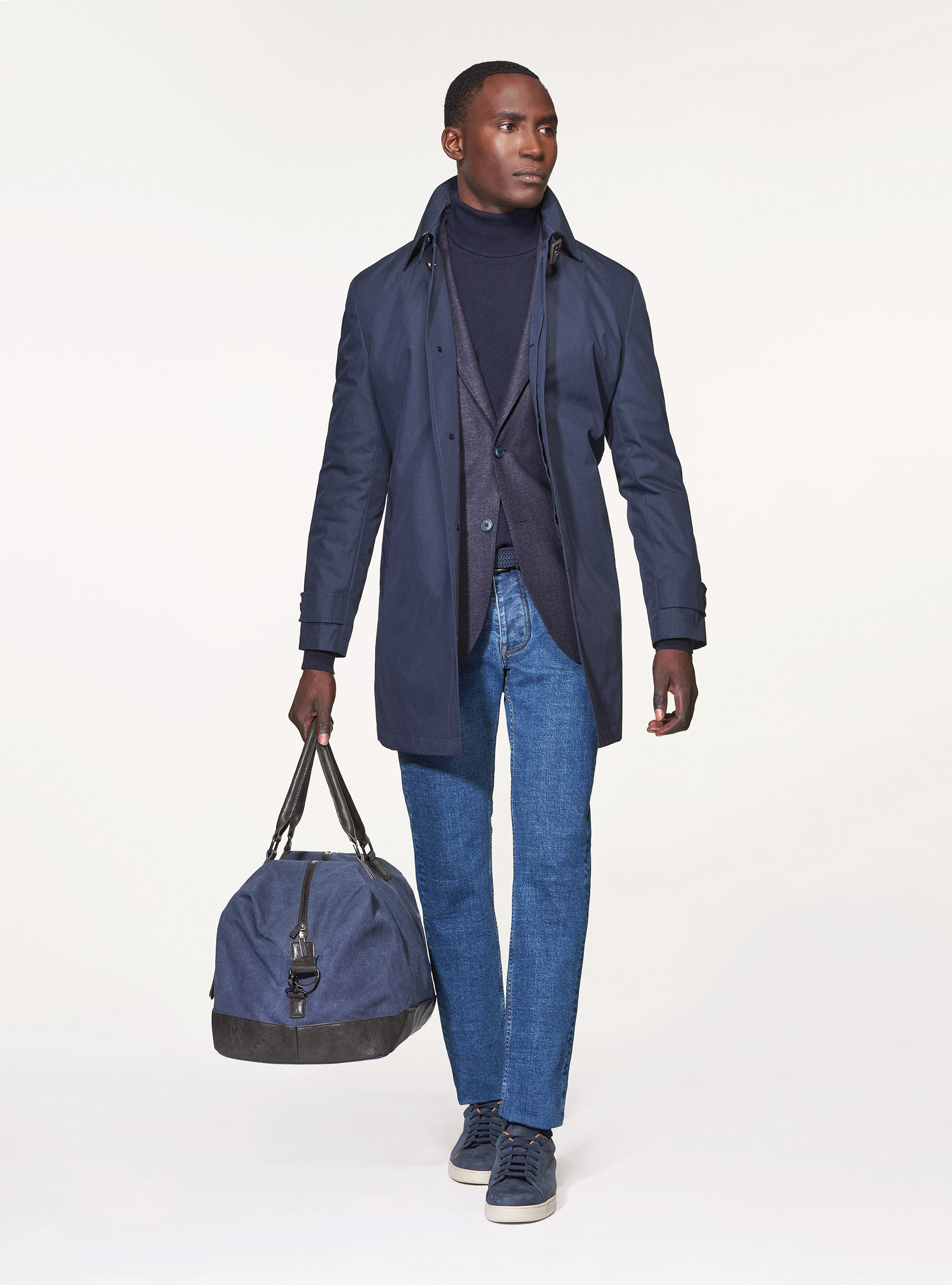 Giacca in flanella di misto lana, BLU NAVY