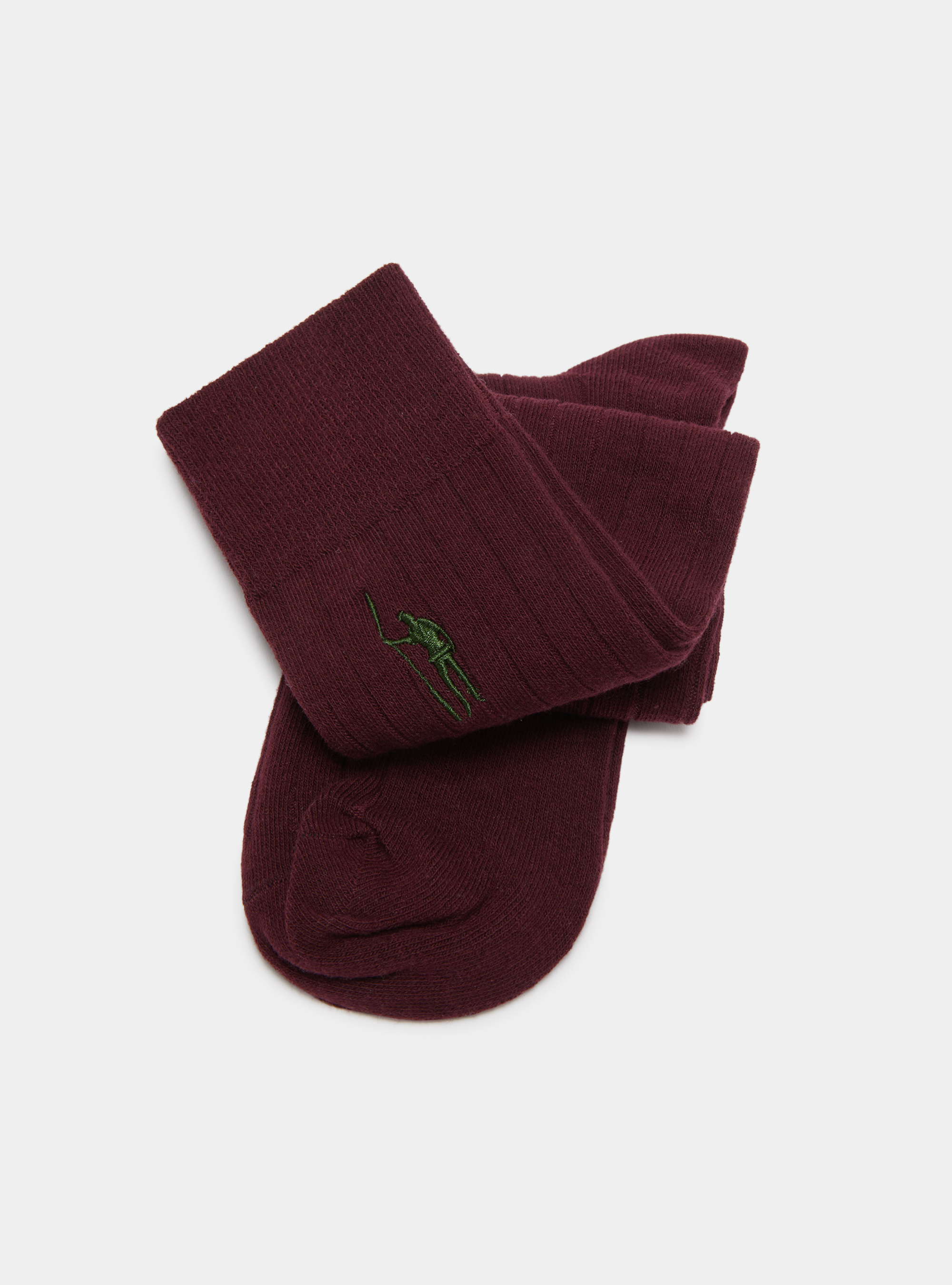 Ribbed socks with embroidery, BORDEAUX