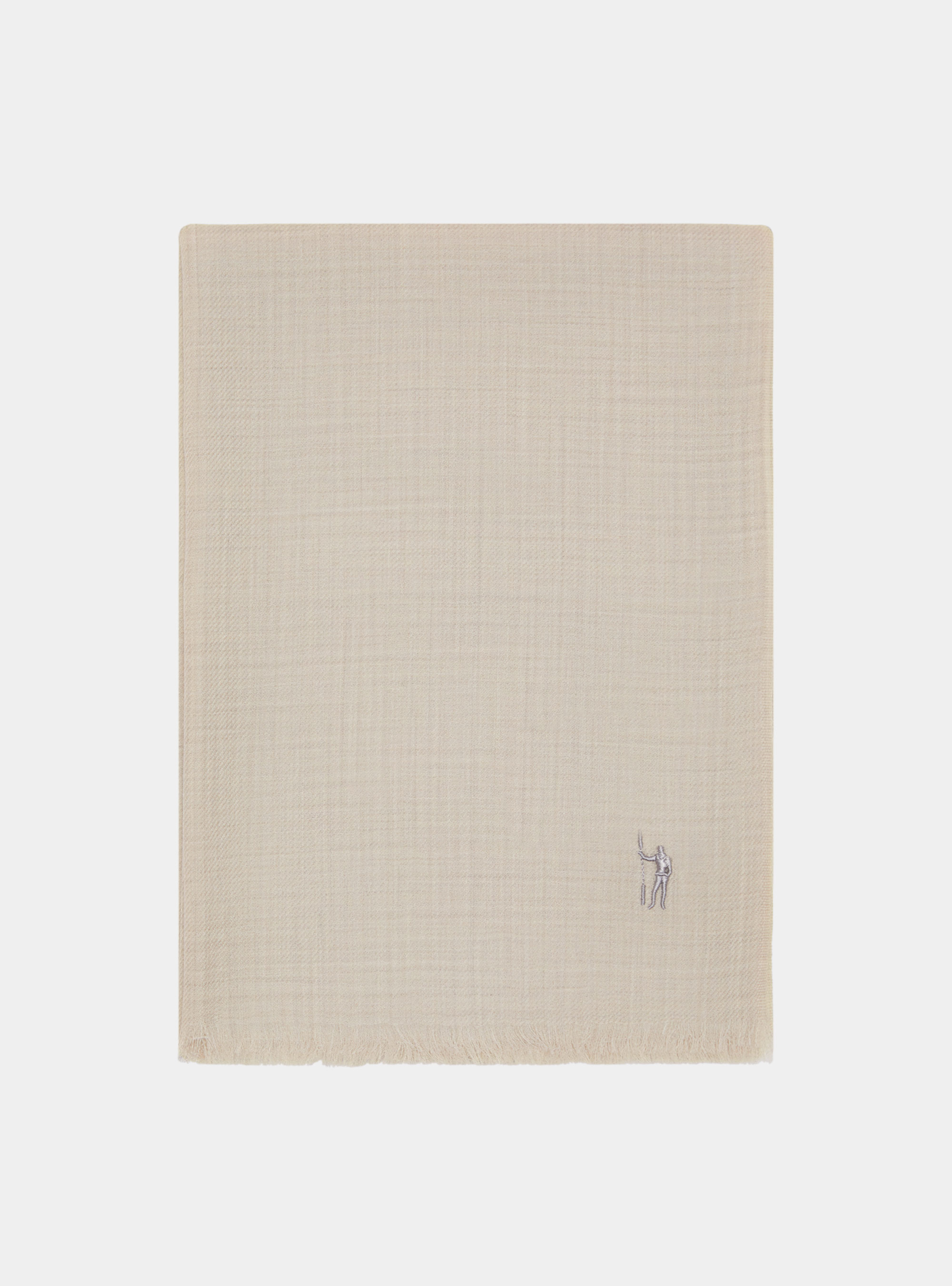 Sciarpa in lana con ricamo, PANNA