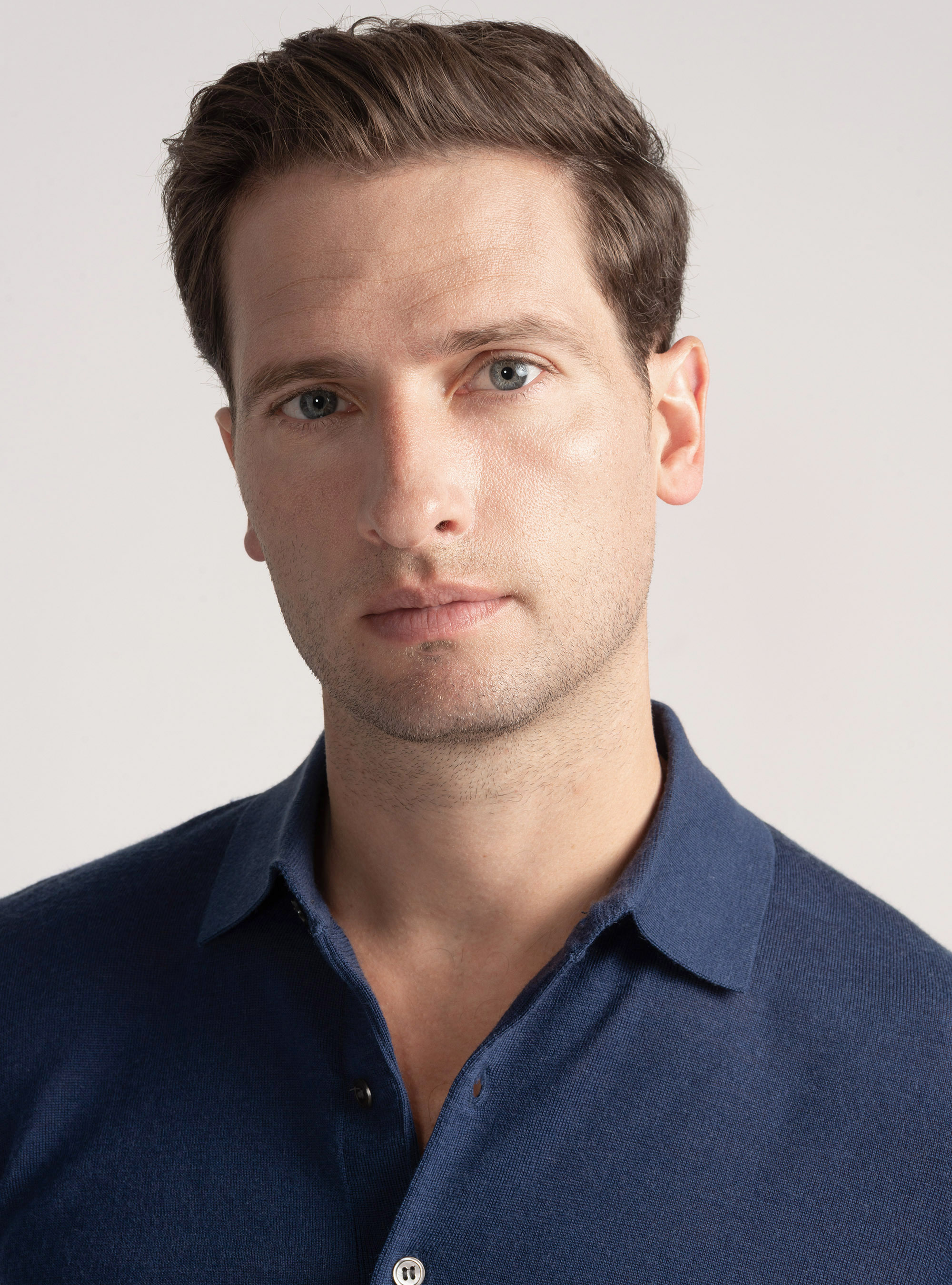 Polo de lana merina extrafina, AZUL TINTA