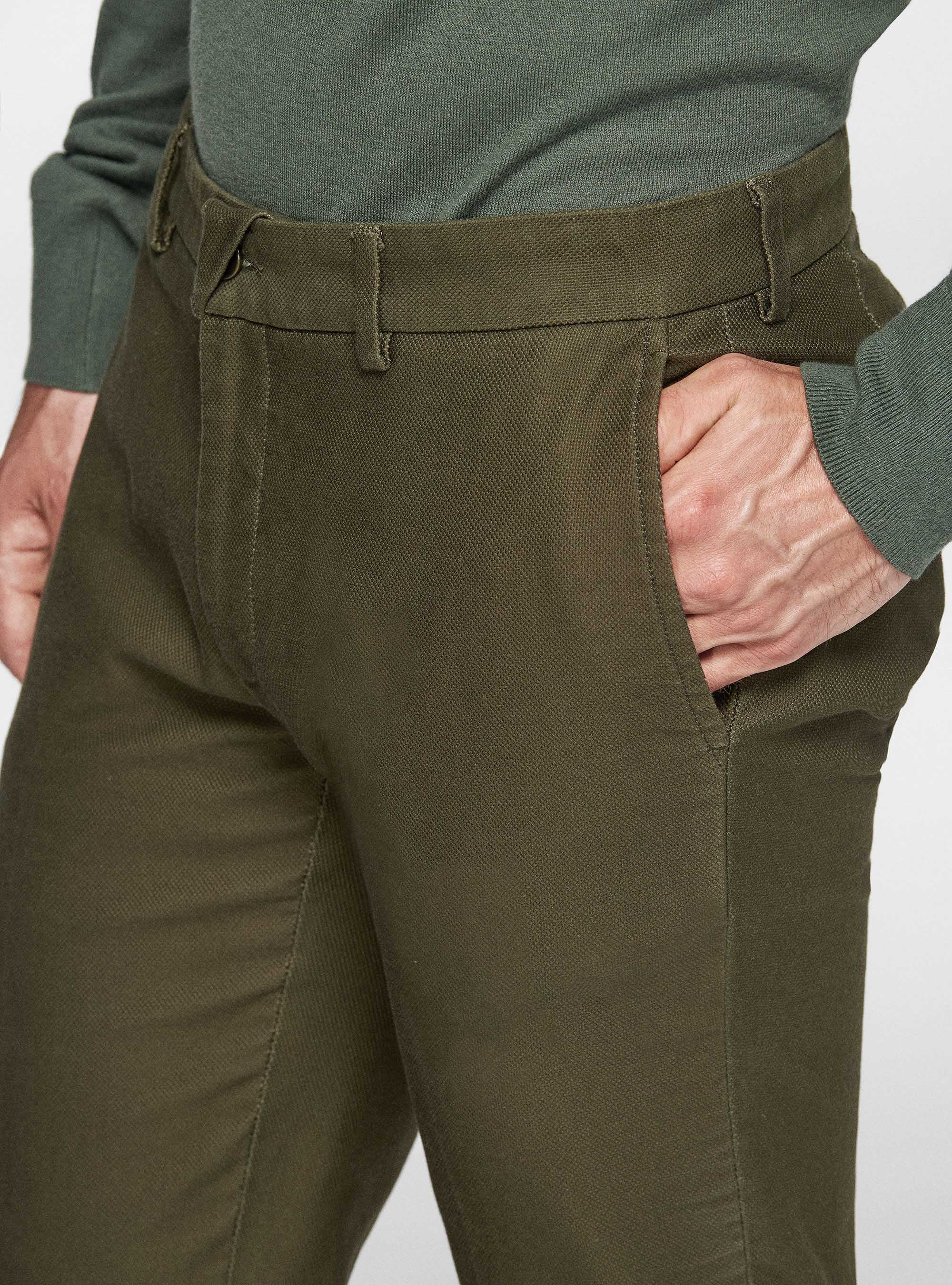 Pantaloni chino slim fit in cotone armaturato, MILITARE 0609C