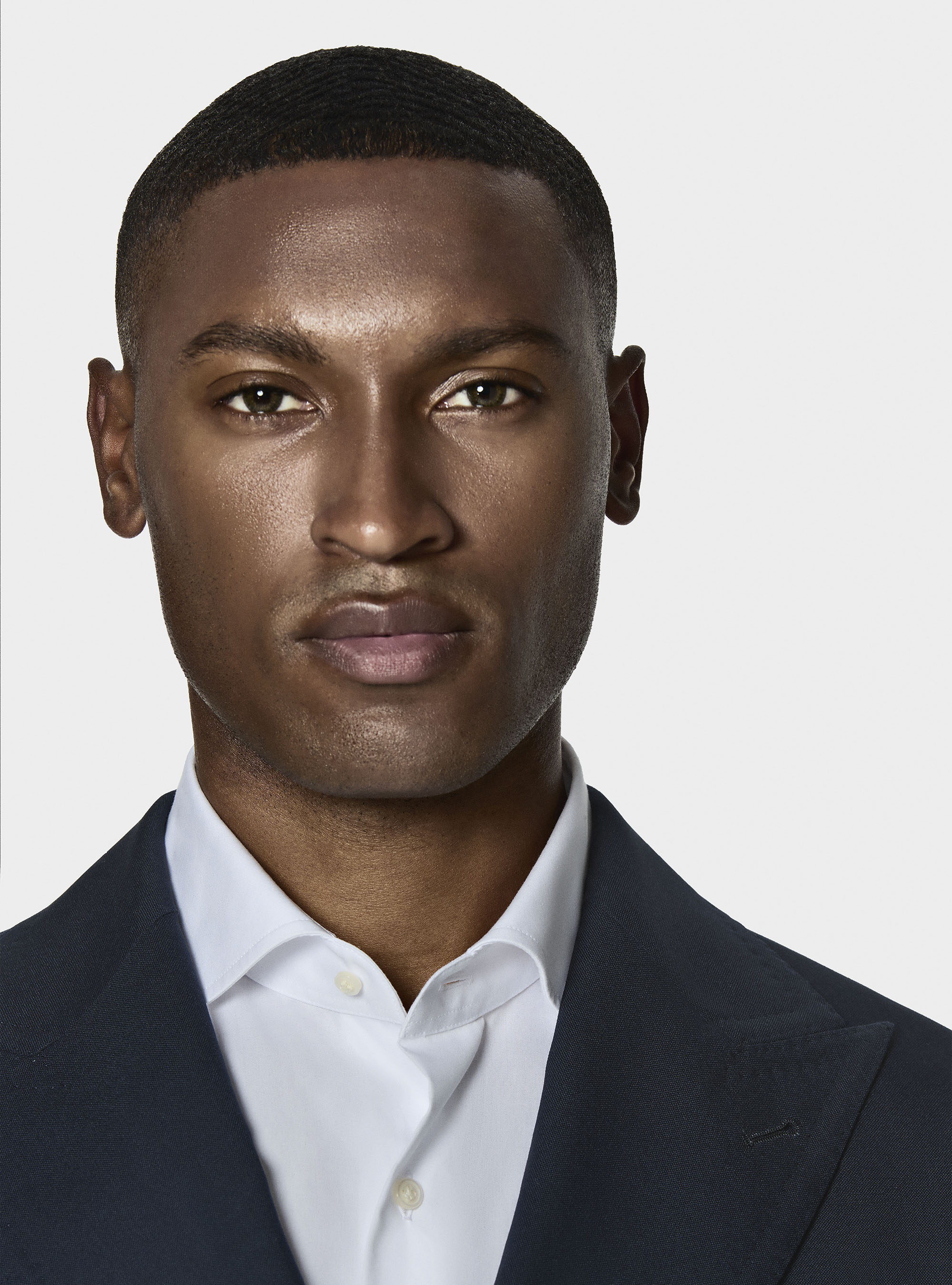 Giacca doppiopetto in lana con bottone metallo, NAVY