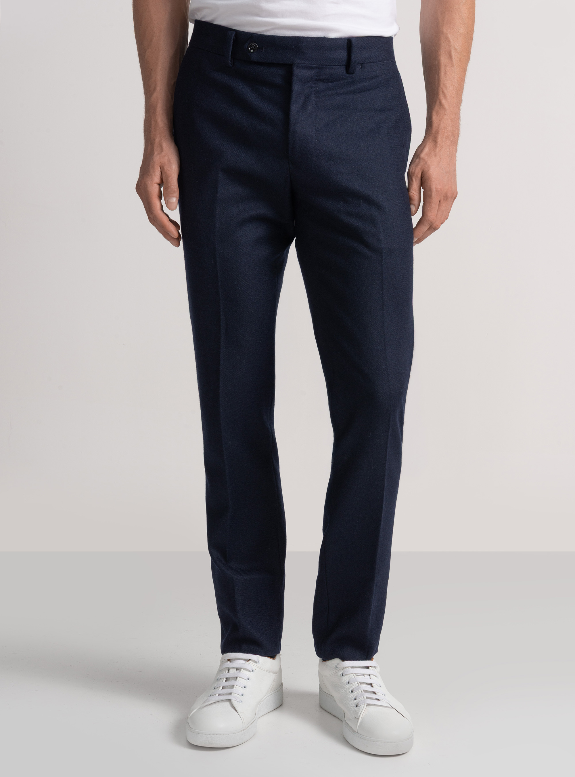 Pantaloni in flanella misto lana, BLU NAVY