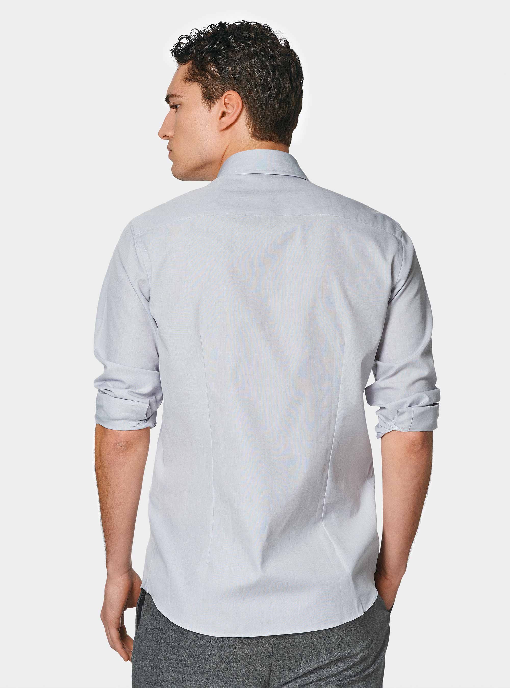 Cotton fil a fil shirt, GRIGIO CHIARO 0256C