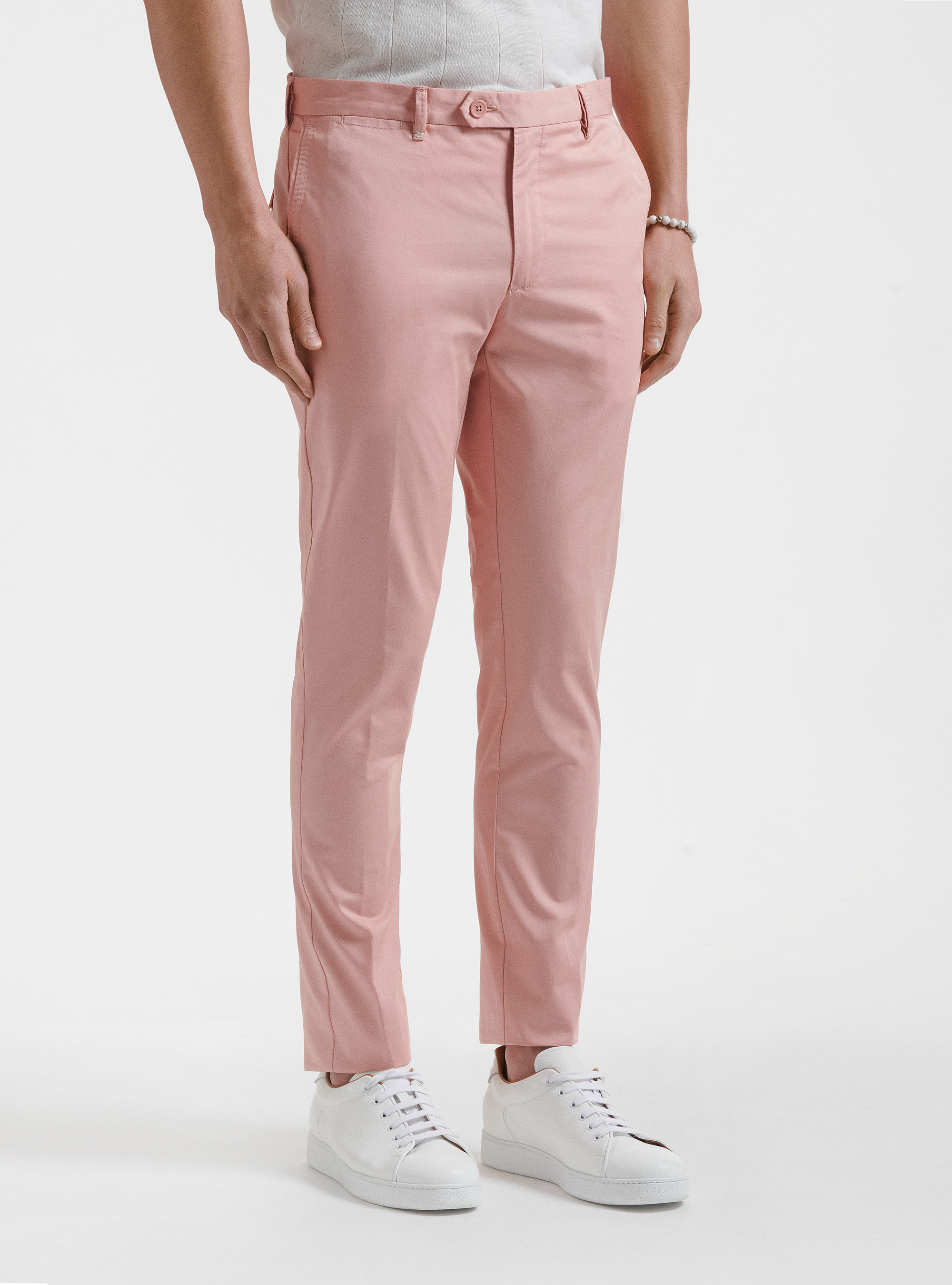 Pantaloni slim fit in twill leggero, 0441C ROSA SCURO