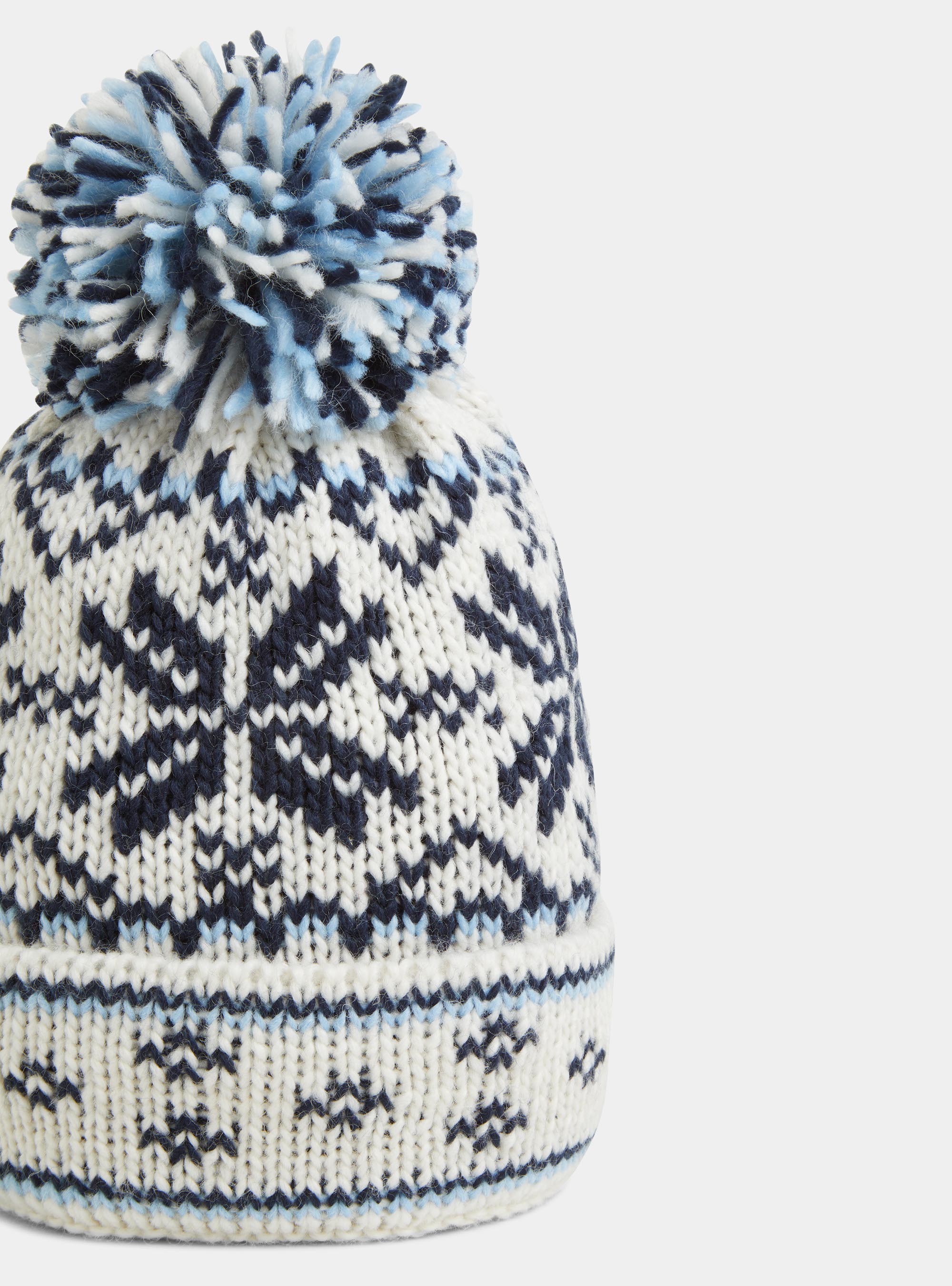 Christmas hat with pompom, WHITE