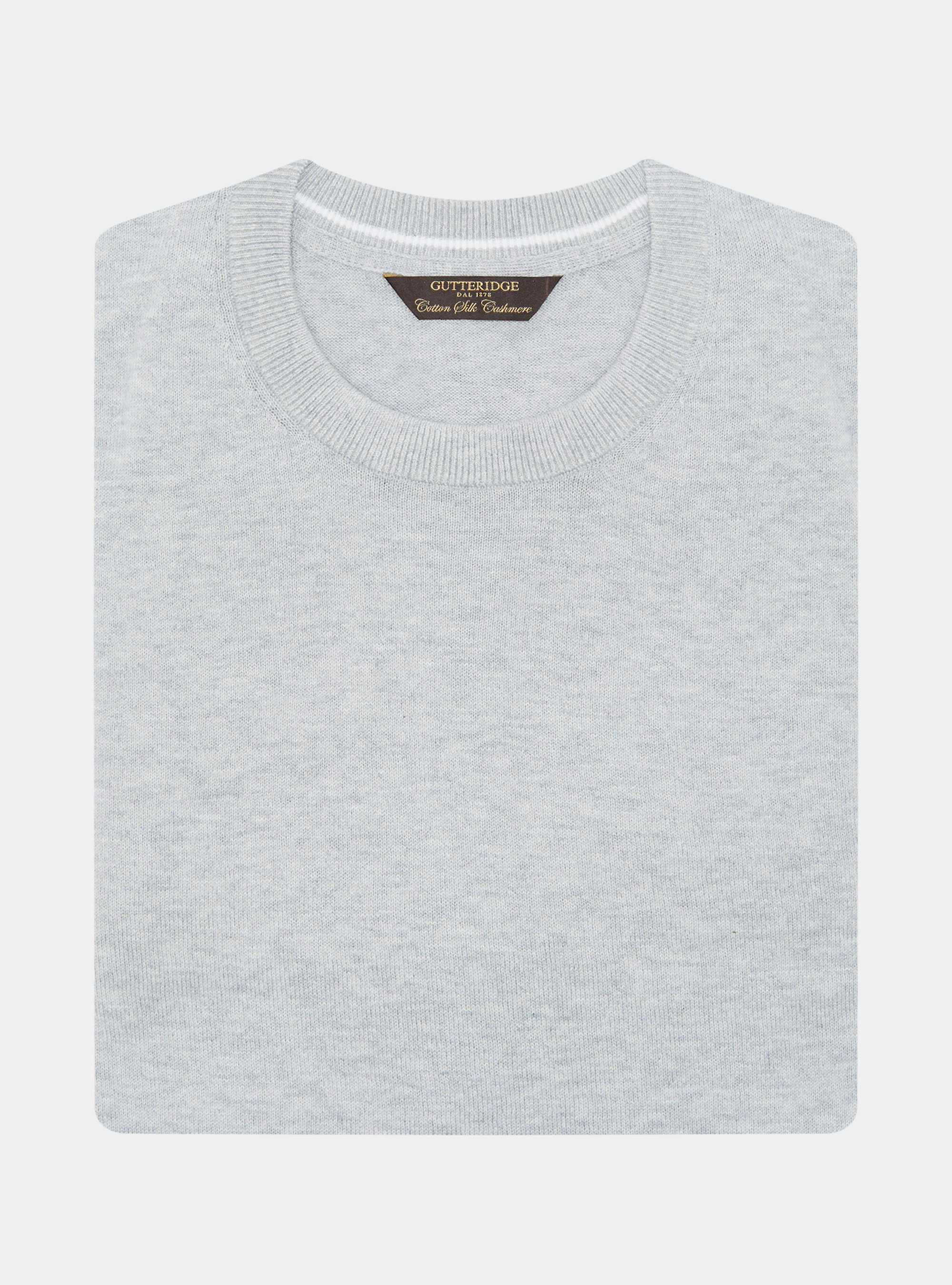 Maglia girocollo in cotone seta e cashmere, GRIGIO MELANGE 0151C