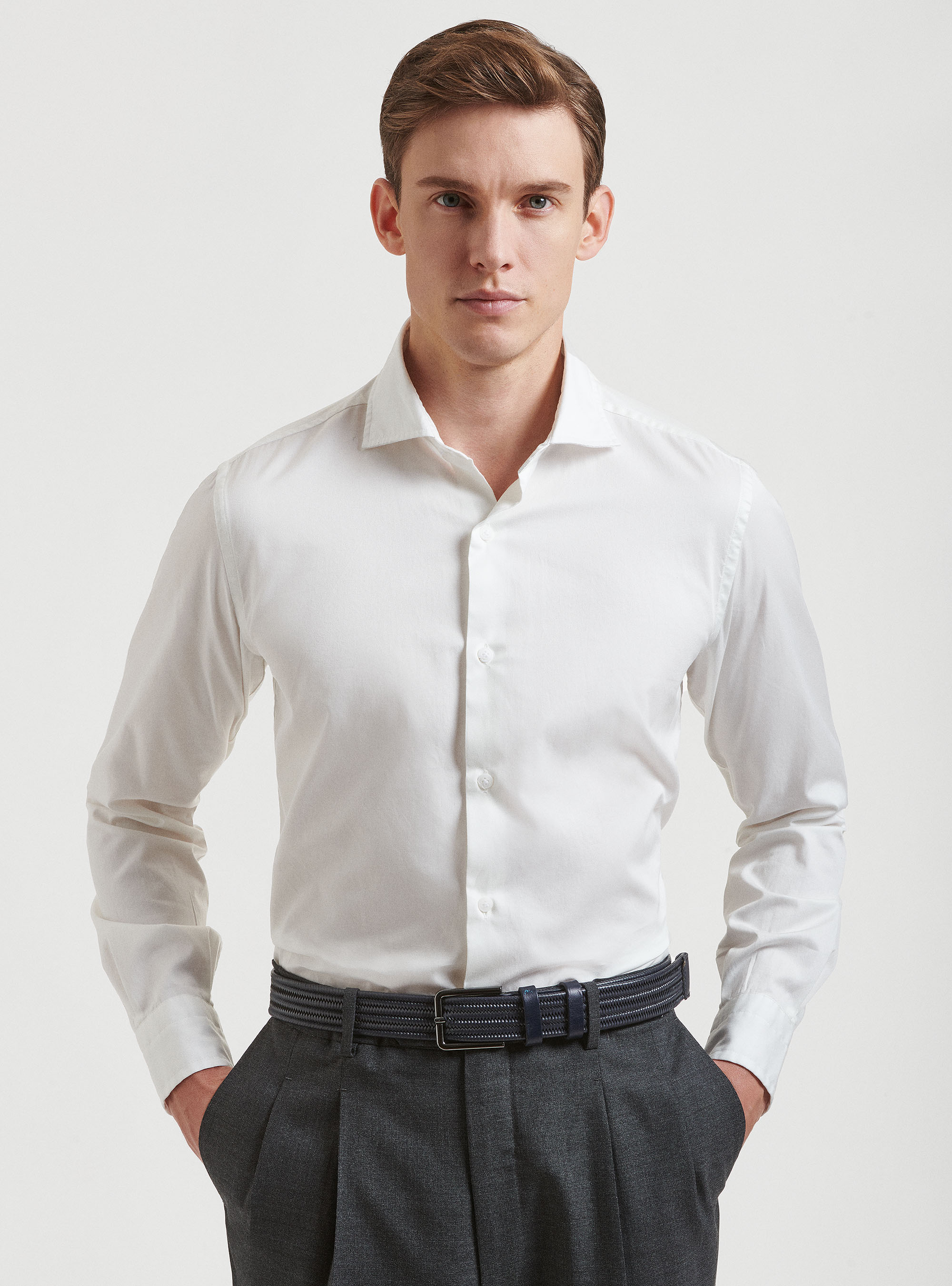 Garment dyed cotton shirt, WHITE