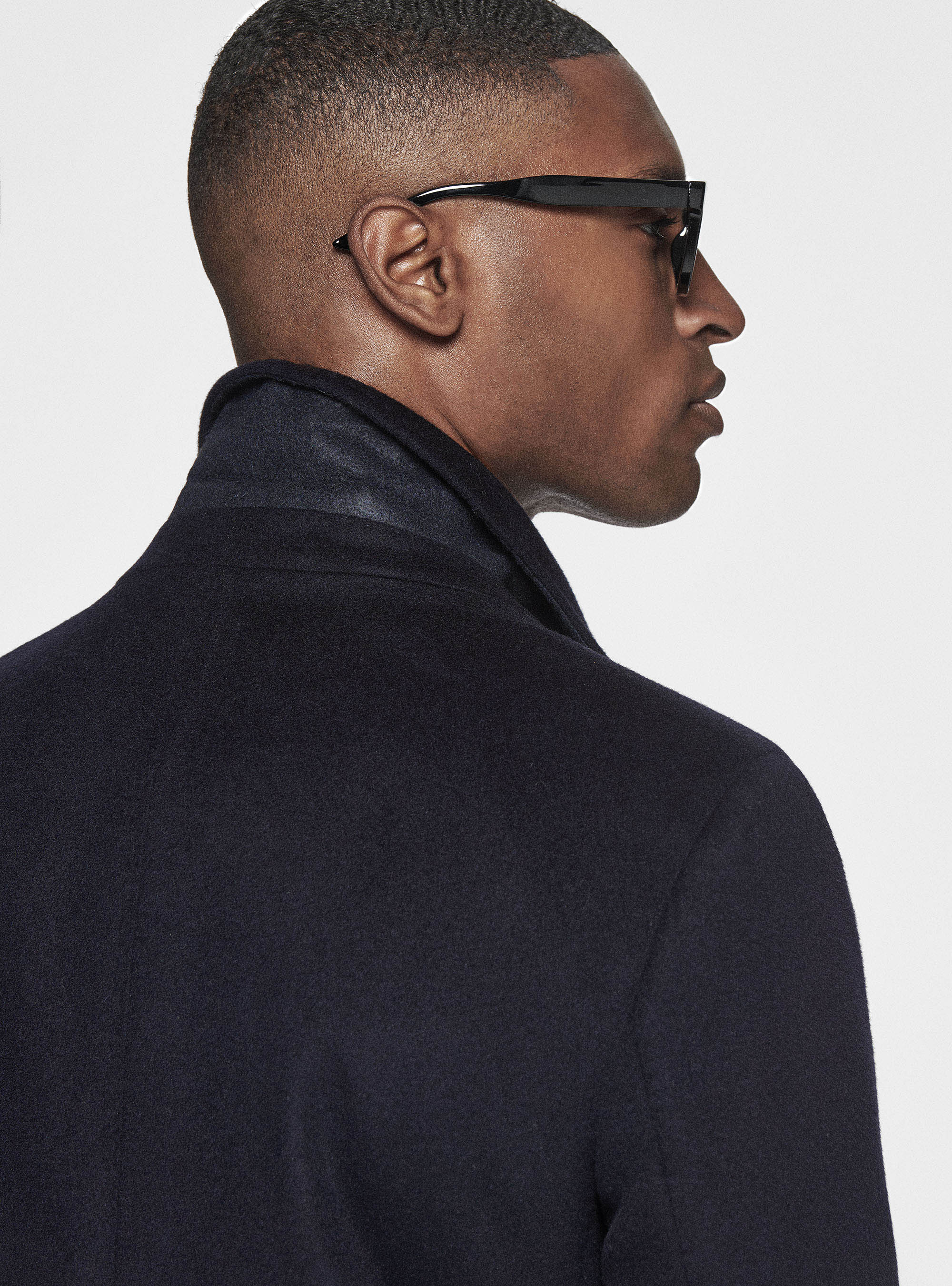 Wool and cashmere coat, NAVY BLUE