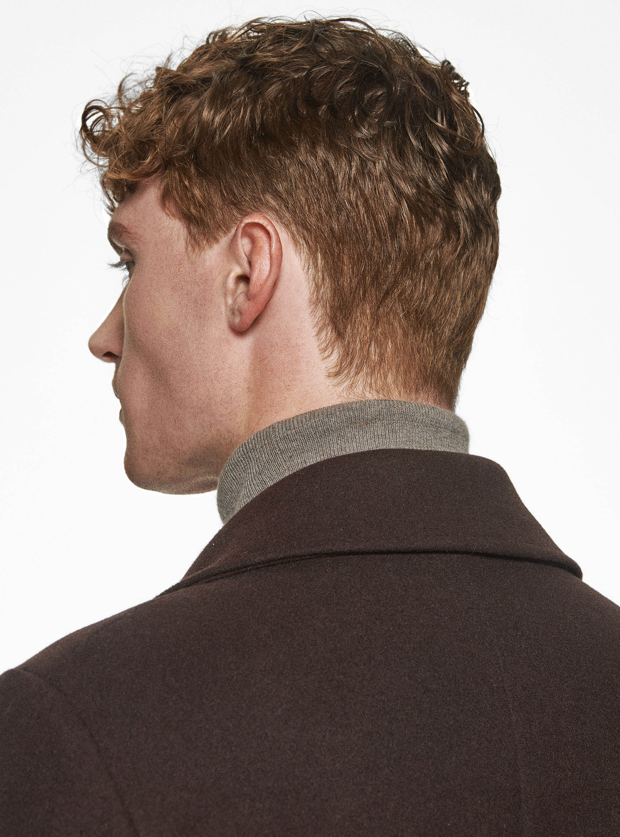 Chaquetón en mezcla de lana, MARRON