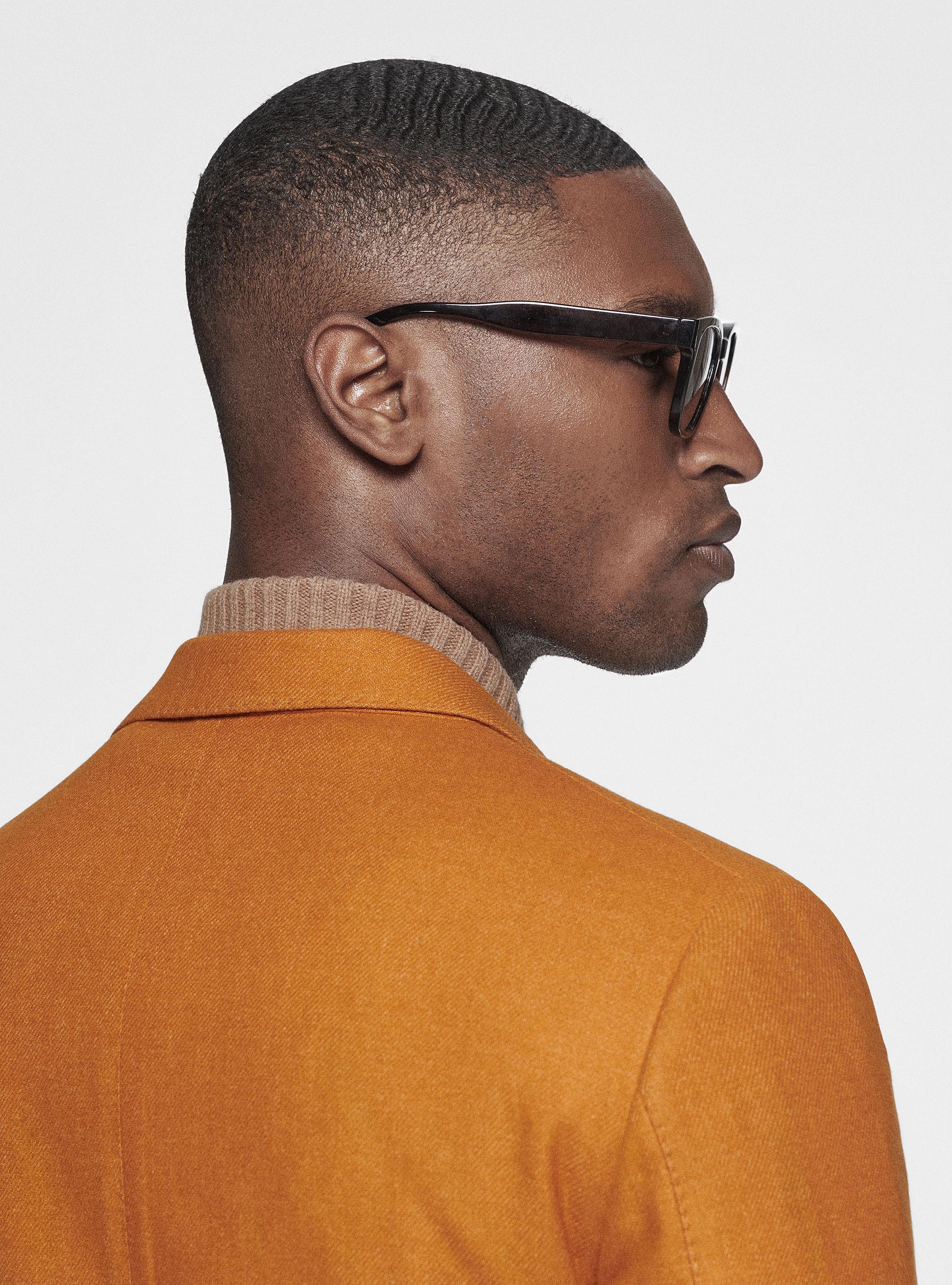 Duemilagori flannel lance-breasted blazer, ORANGE