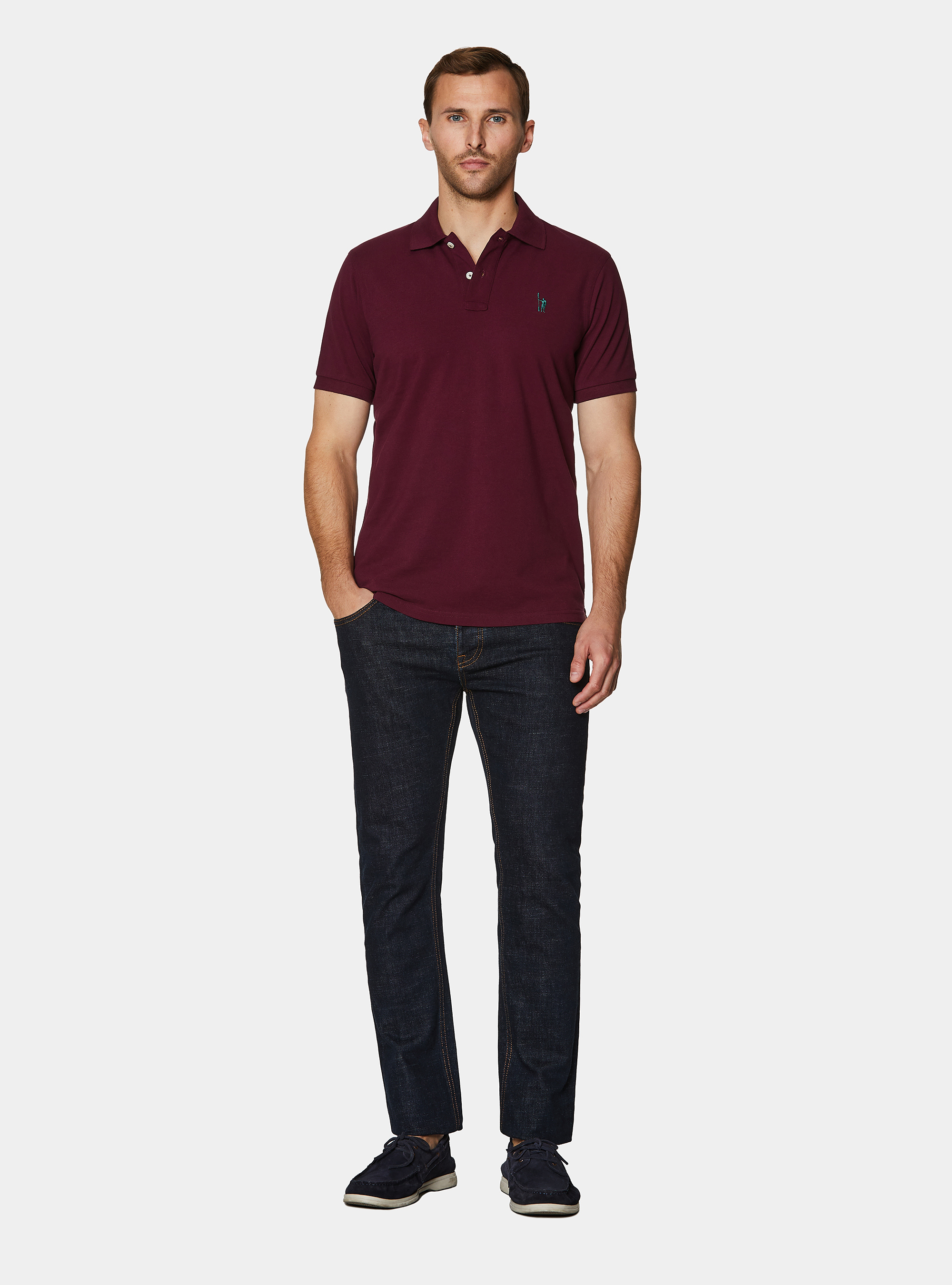 Classic piqu&eacute; polo shirt, BORDEAUX