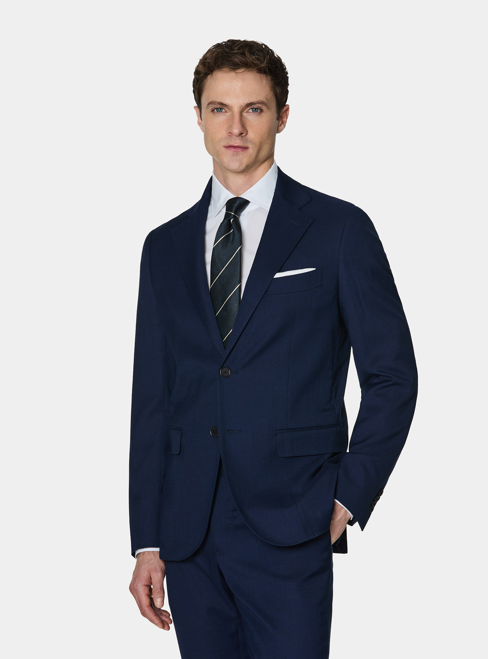 Americana de traje en tejido flameado, AZUL MARINO