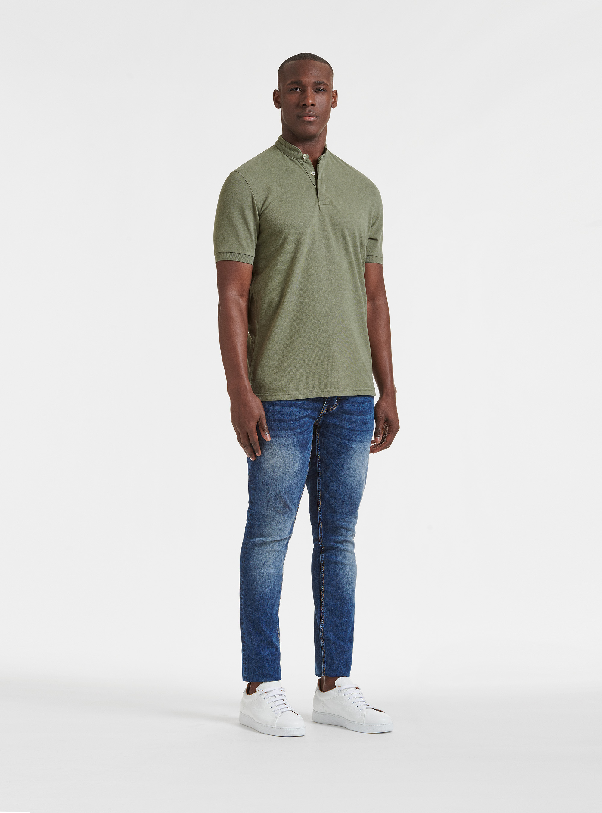 Polo coreana in piquet, SALVIA 0602C