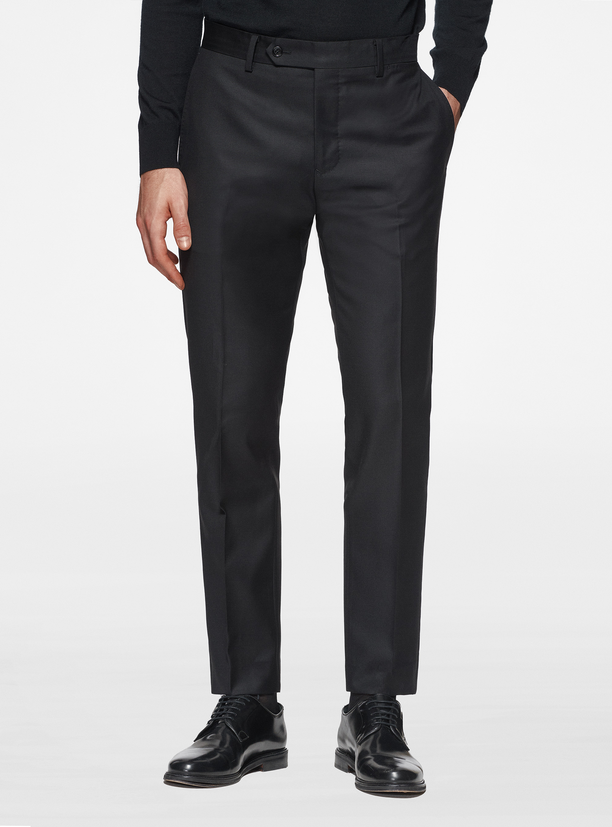 Pantaloni in pura lana superfine 110's, NERO