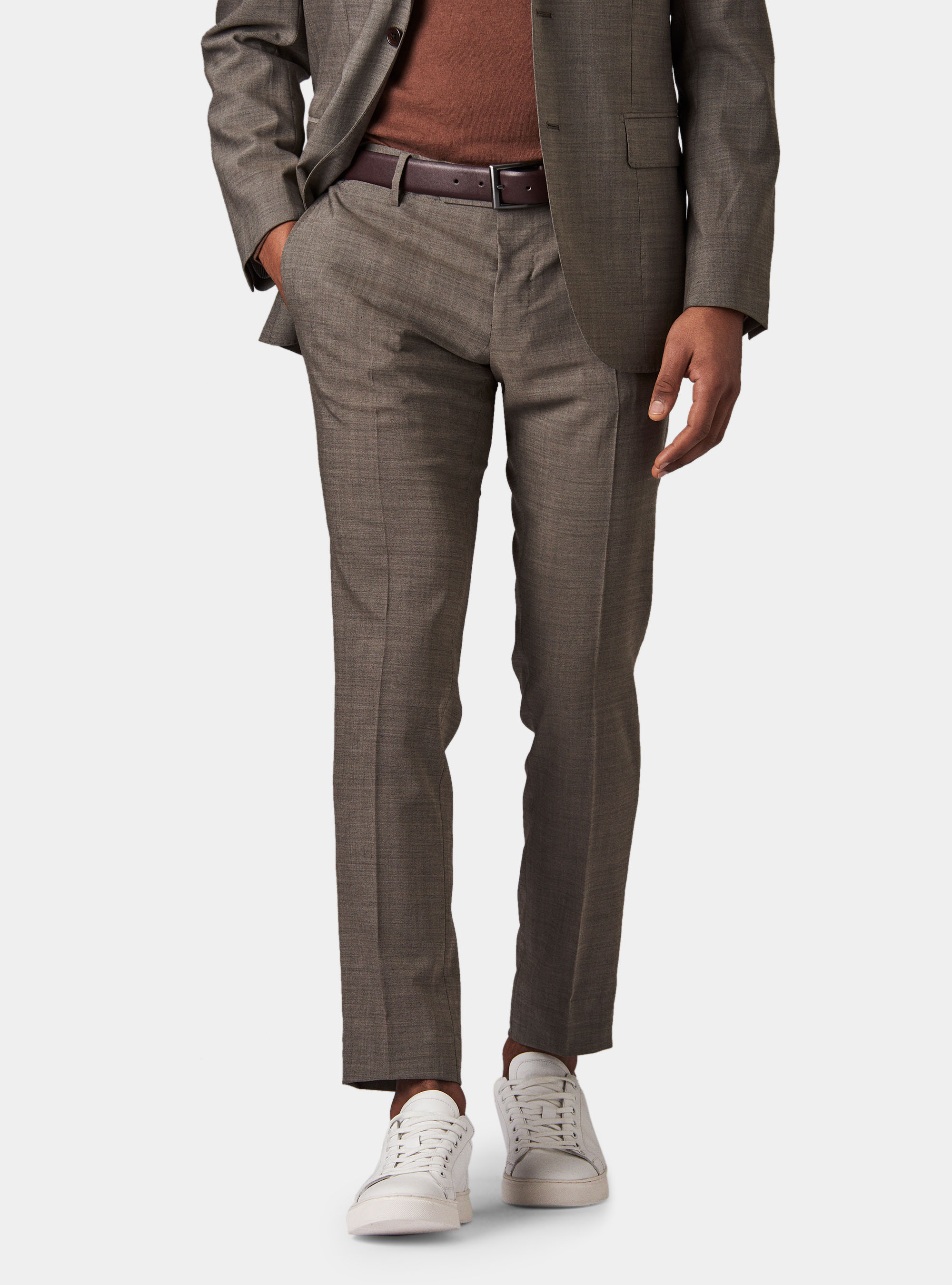 Pantaloni in pura lana superfine 120, ECRU