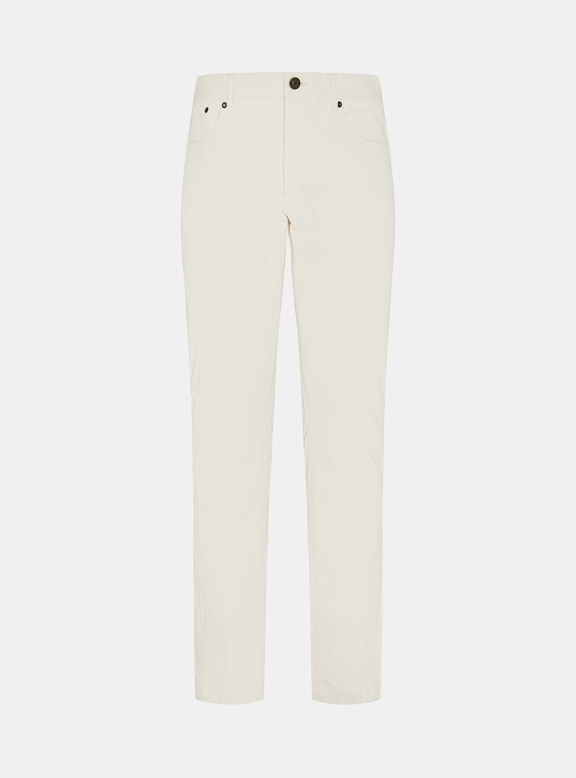 Pantaloni cinque tasche in velluto, BIANCO