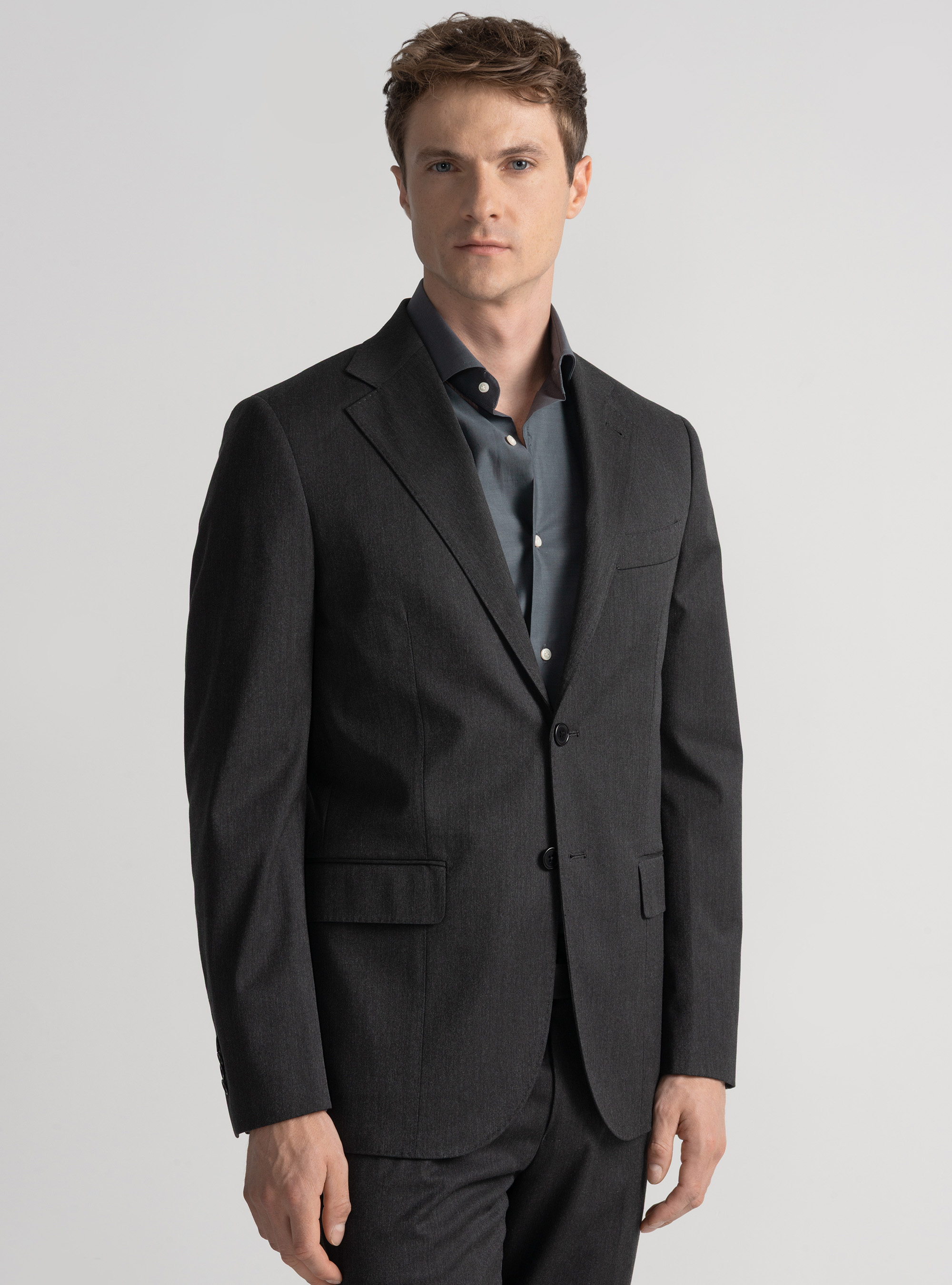 Giacca per abito slim fit, ASFALTO