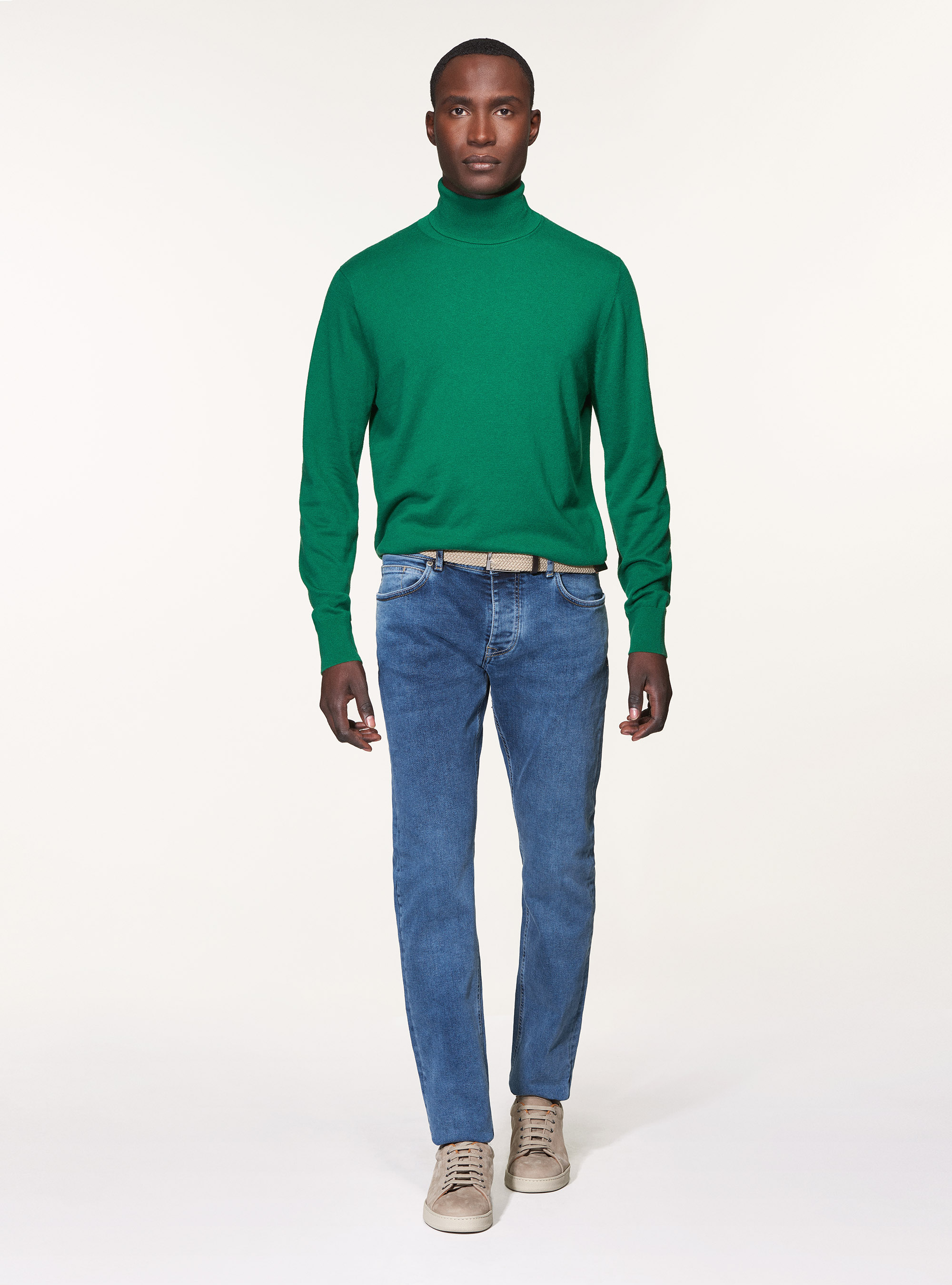 Dolcevita in cotone seta e cashmere, OLIVA