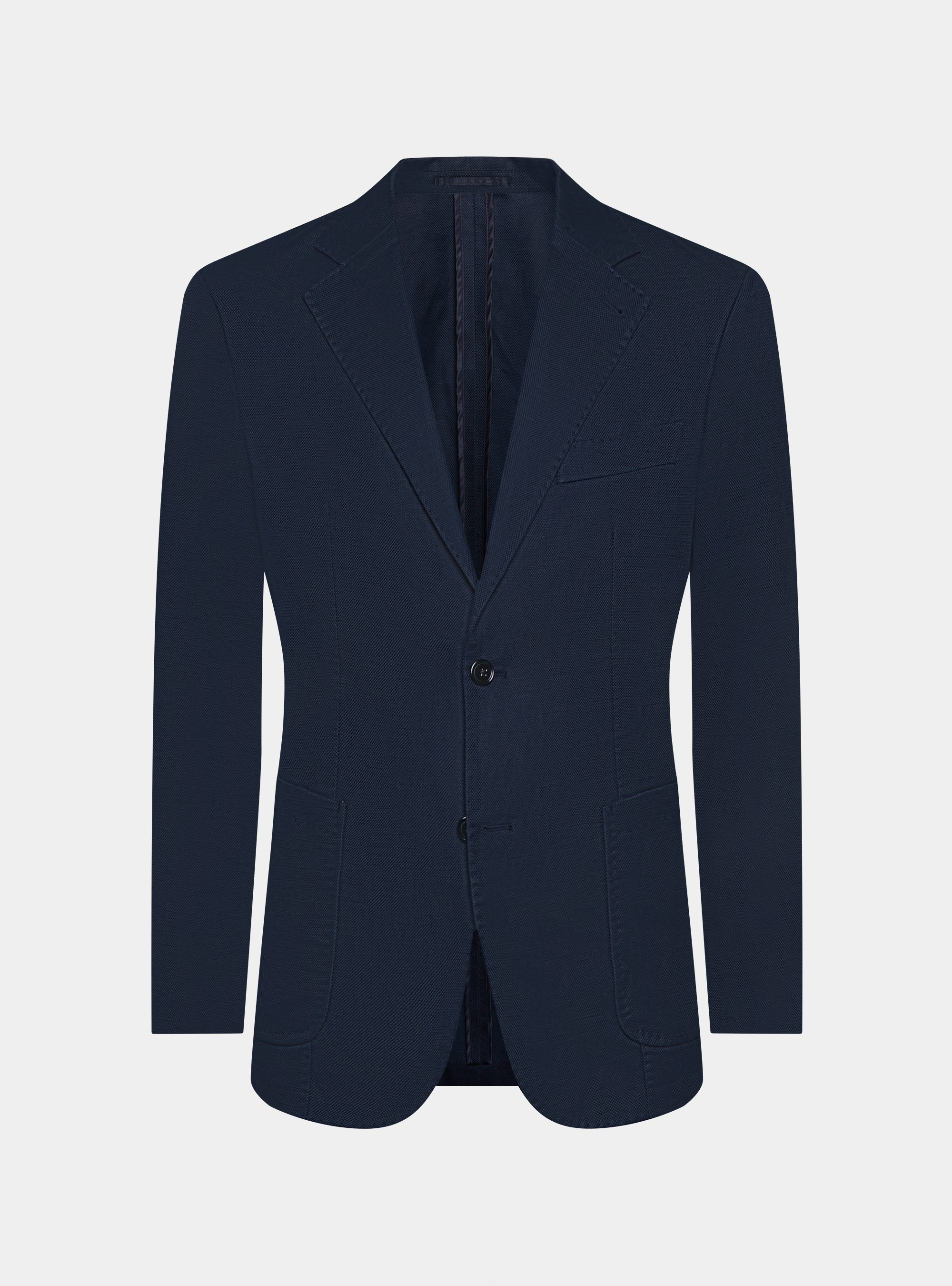 Giacca hopsack in cotone e lino, BLU NAVY