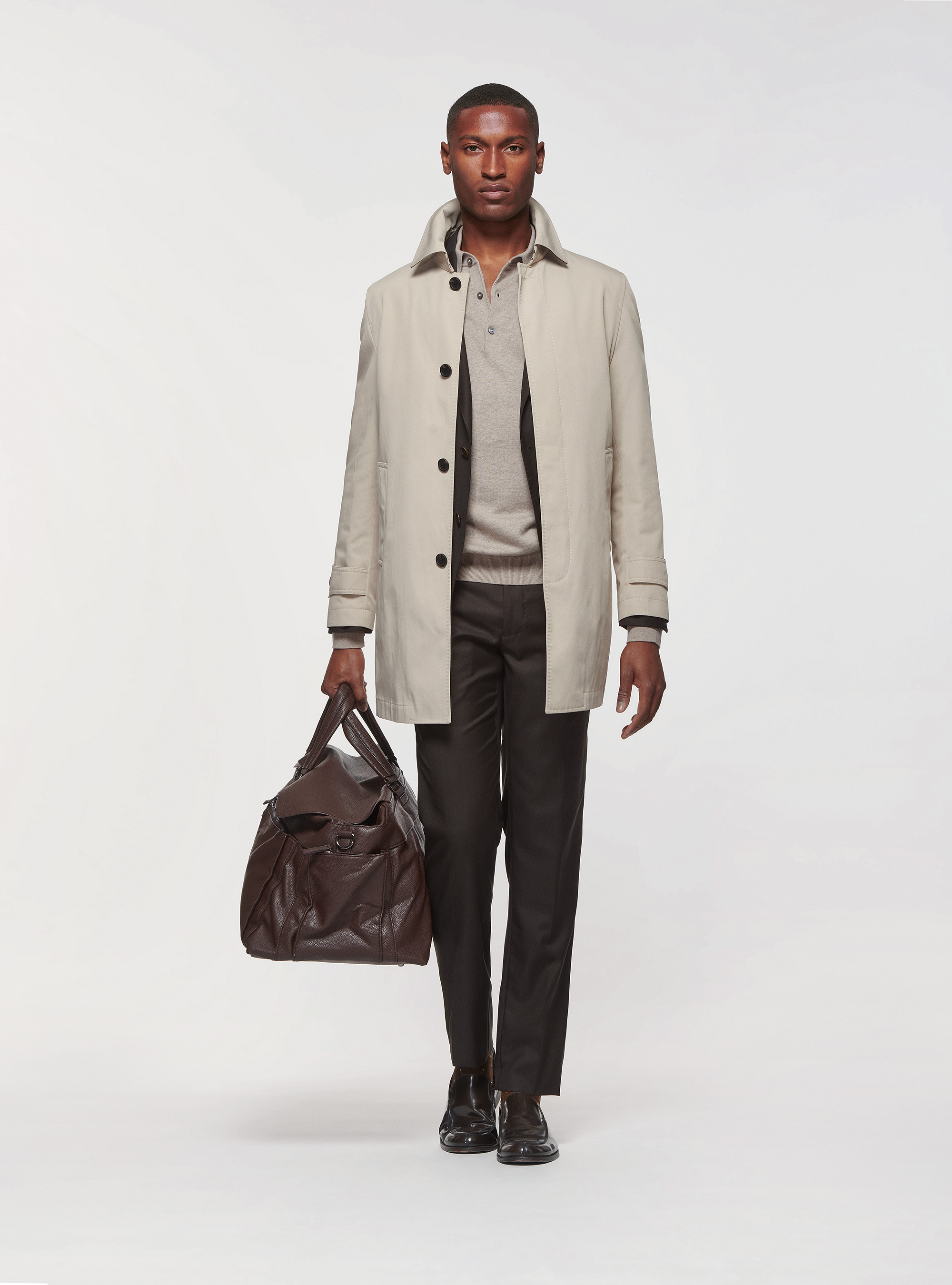 Impermeabile monopetto in tessuto idrorepellente, SABBIA