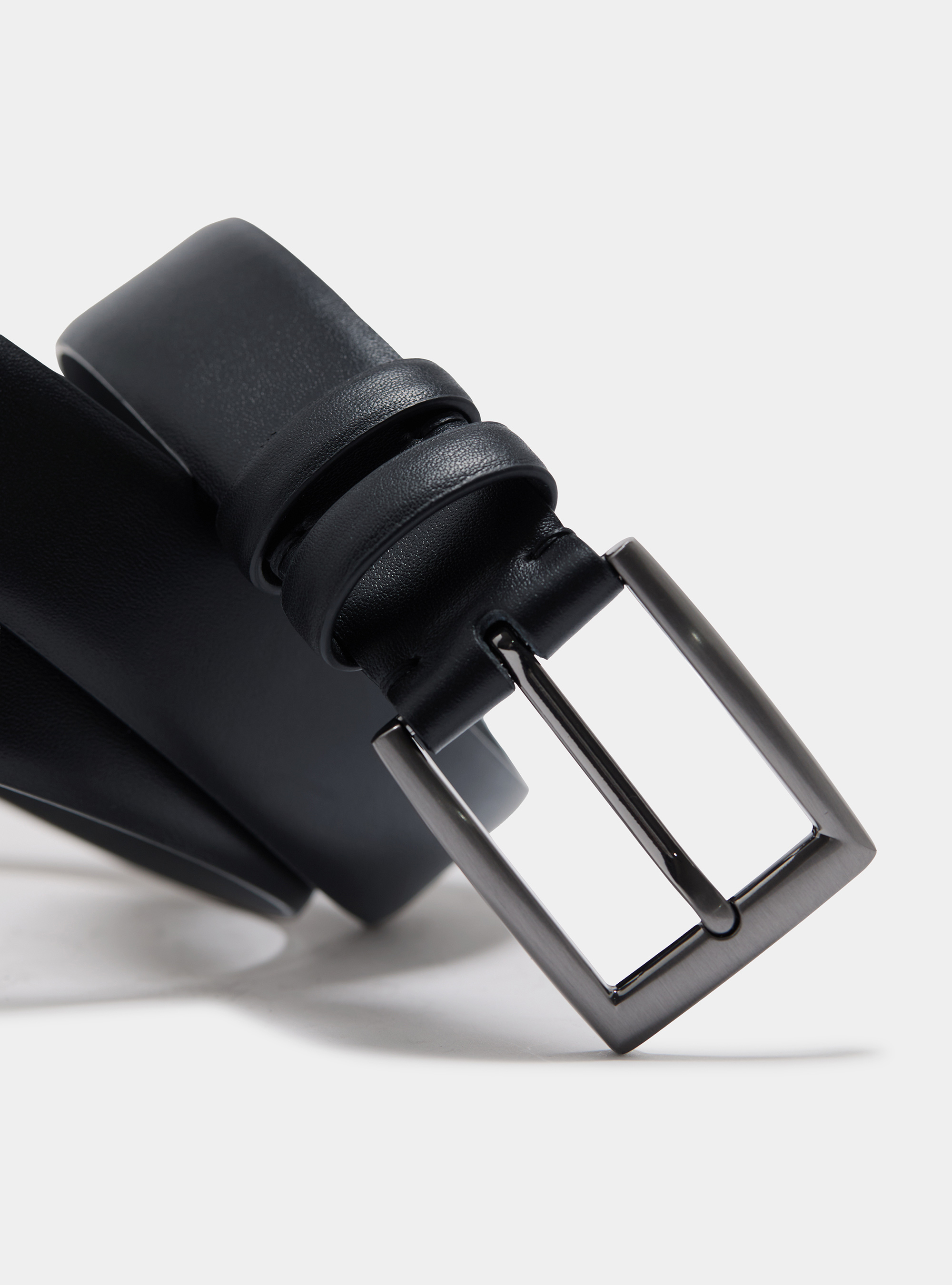 Leather belt, NAVY BLUE