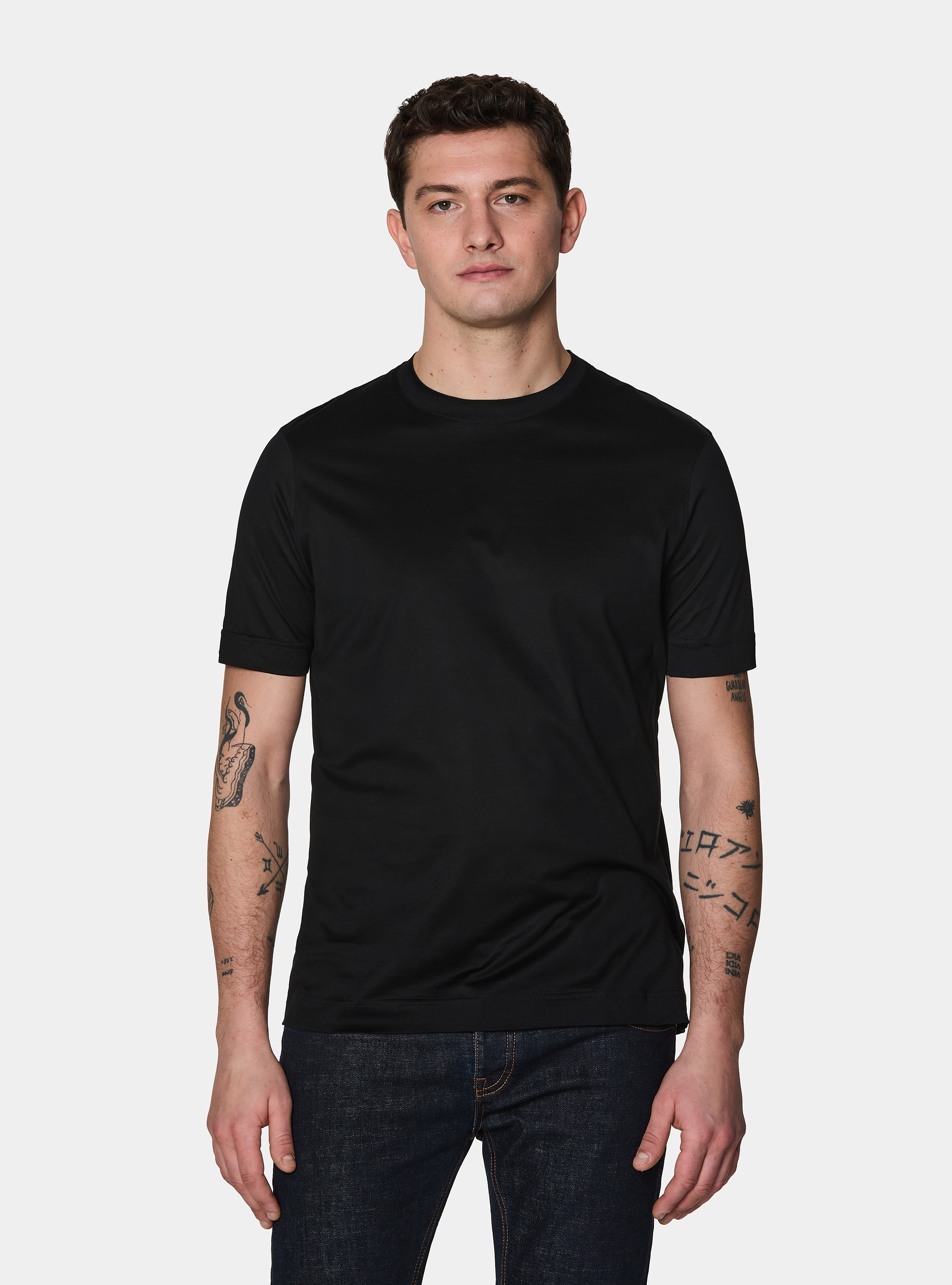 Short-sleeved T-shirt in lisle yarn, BLACK