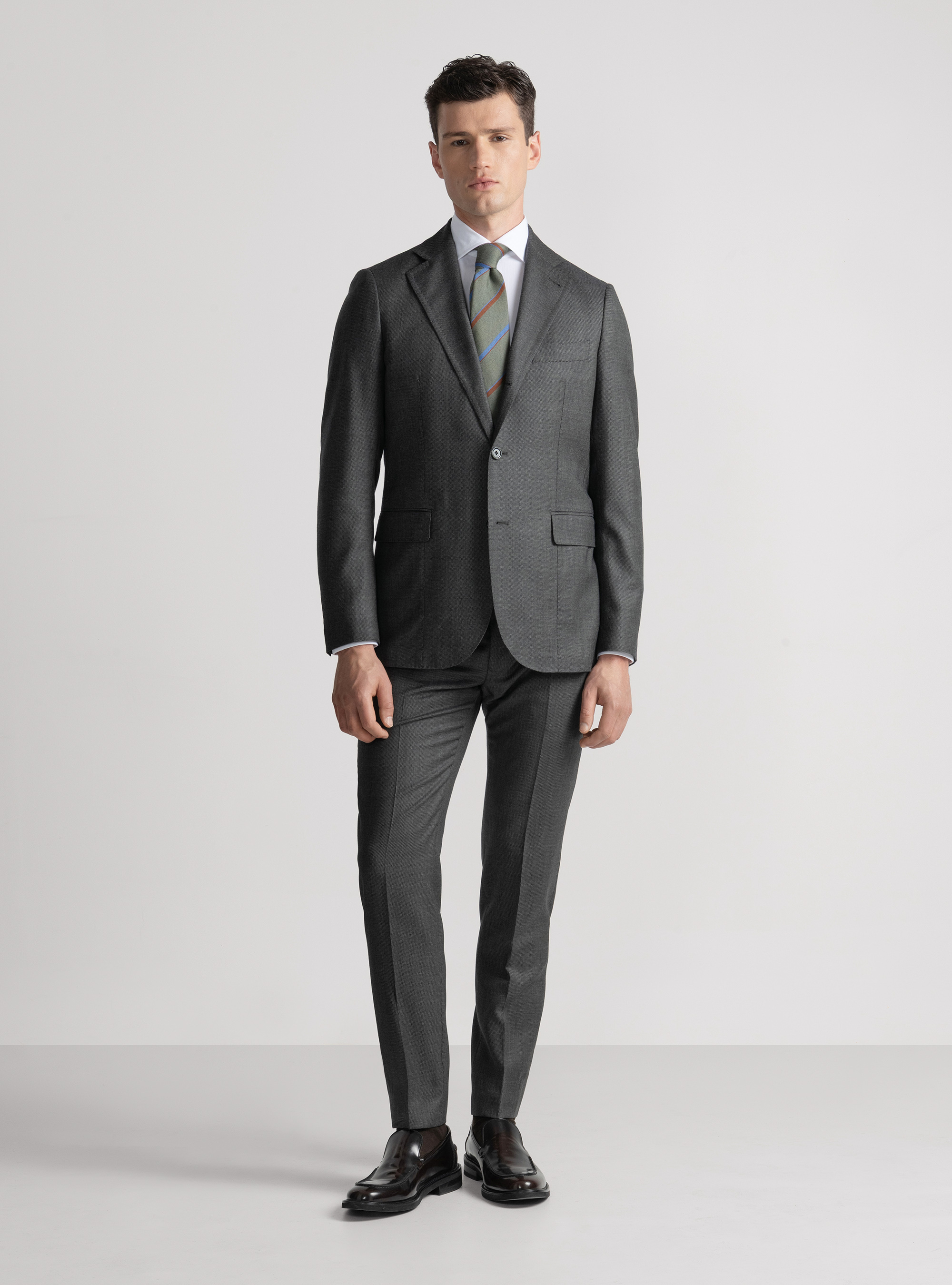 Green suit in pure Vitale Barberis Canonico pheasant eye wool, 