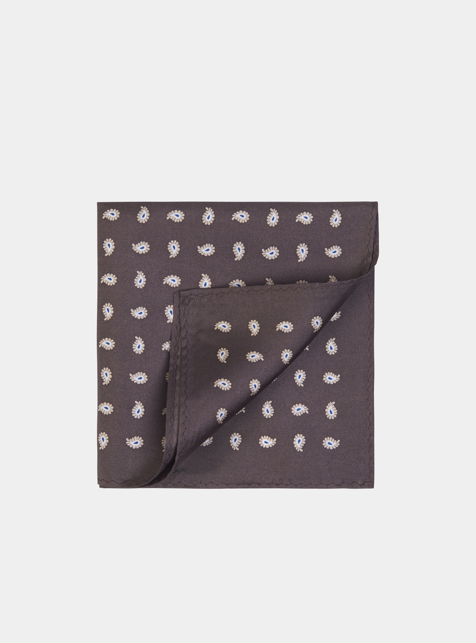 Pochette in seta fantasia paisley, MARRONE