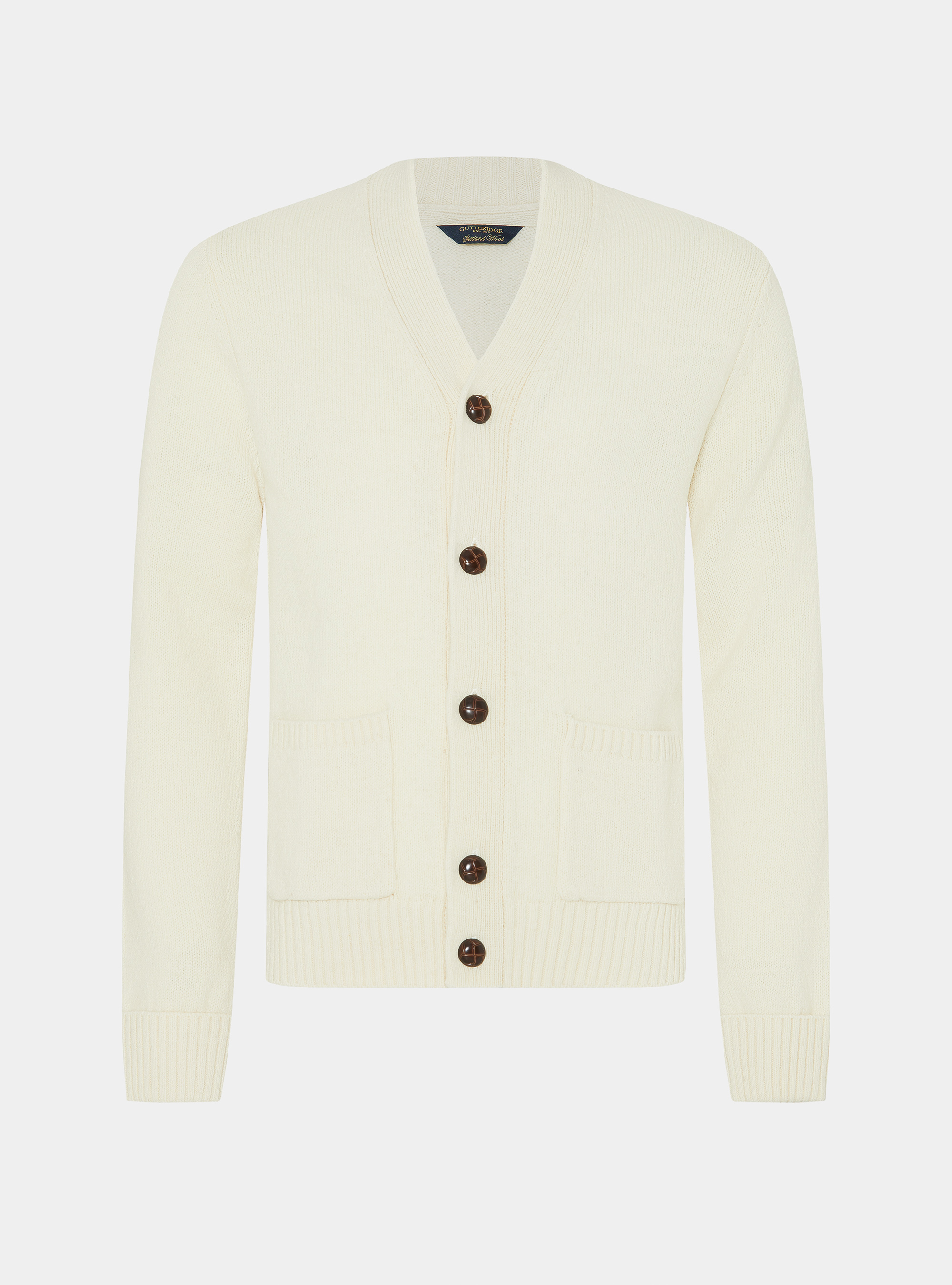 Chaqueta de punto de lana Shetland, BLANCO