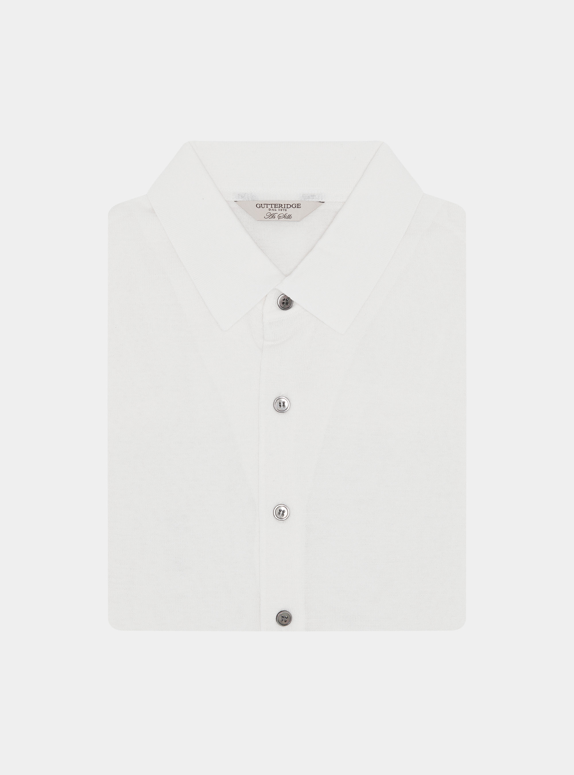 Polo camicia in cotone e seta, BIANCO