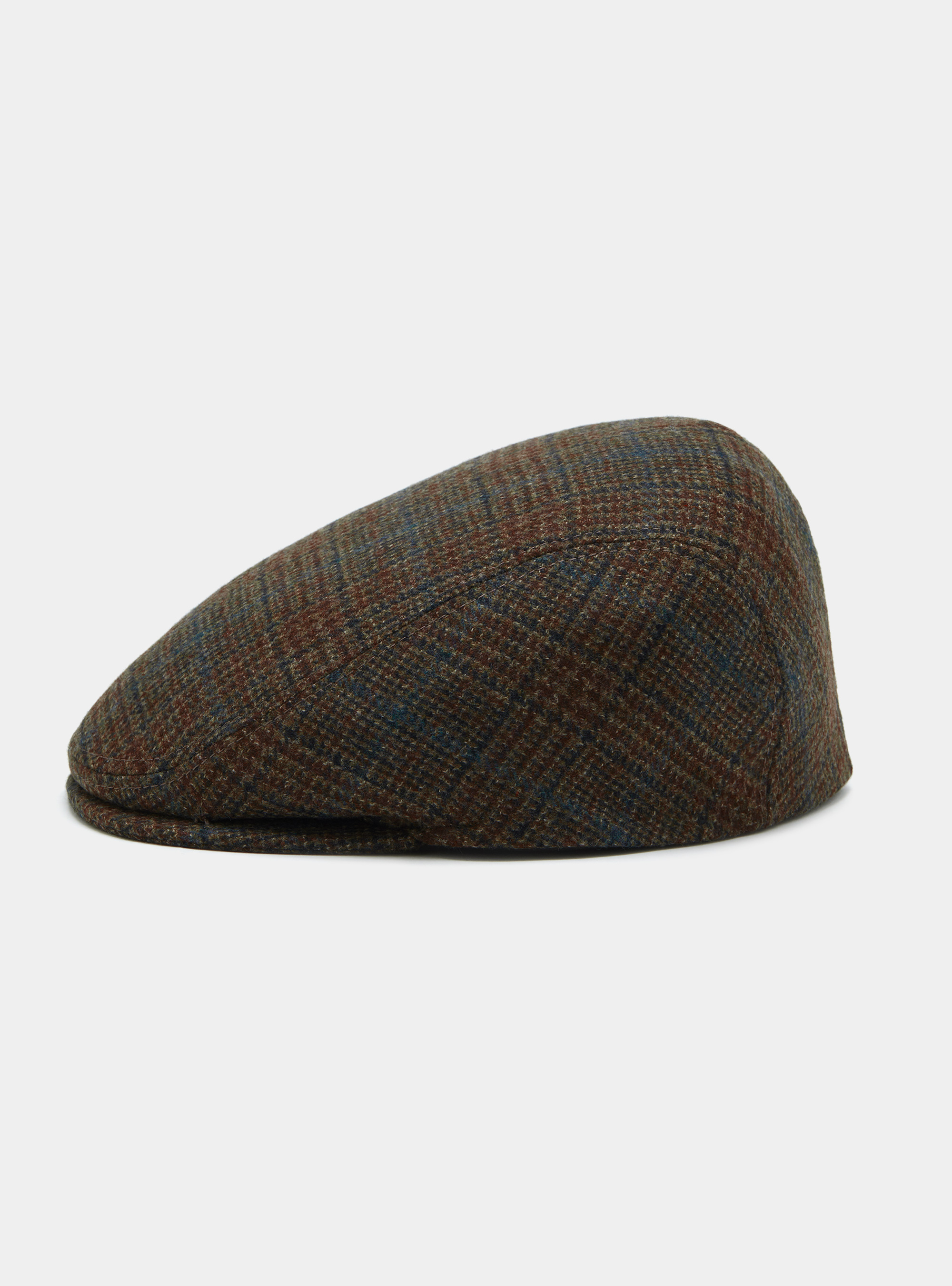 Prince of Wales flat cap in pure virgin wool, MULTICOLOR