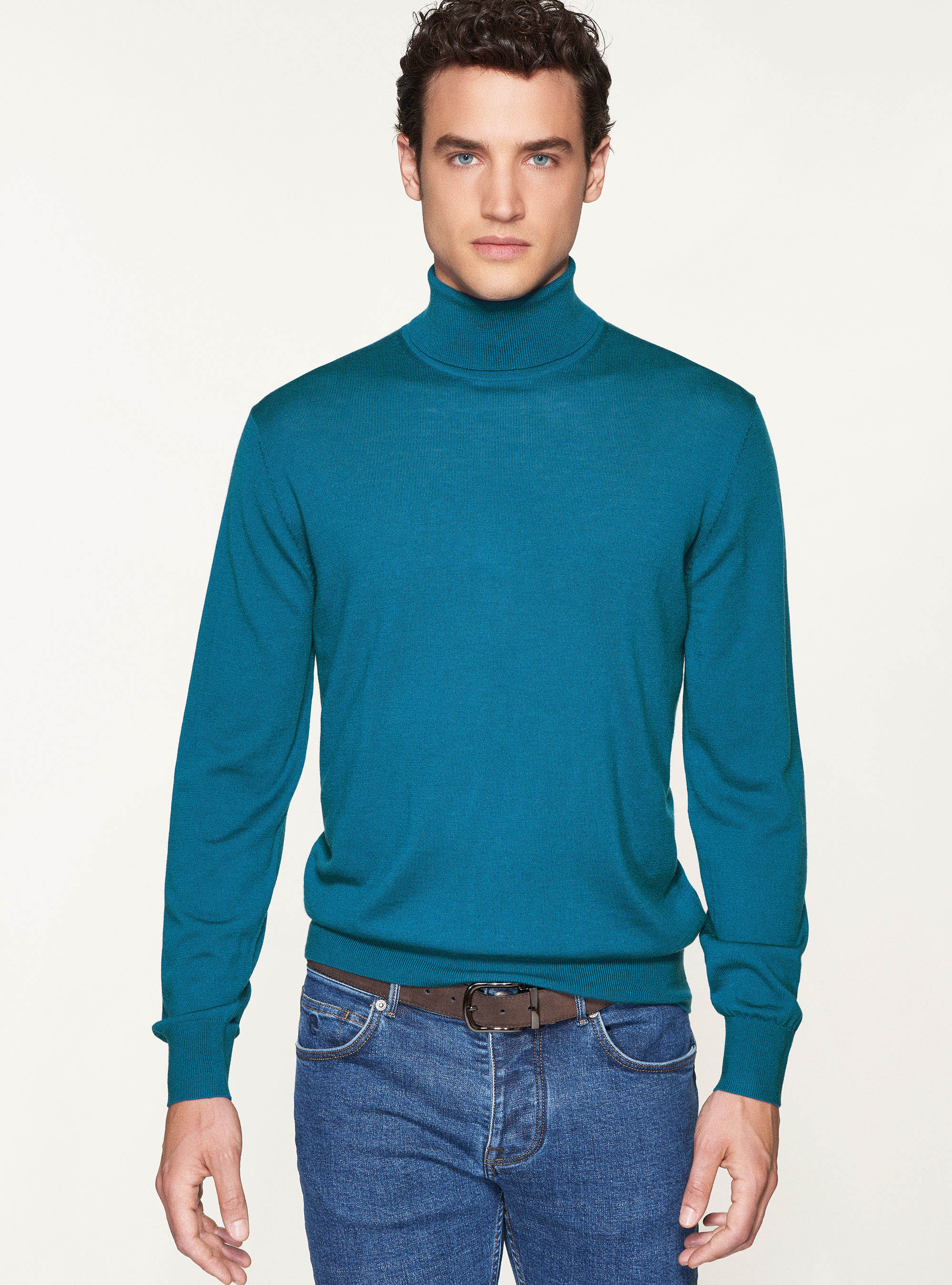 Dolcevita in pura lana merino extrafine, PETROLIO