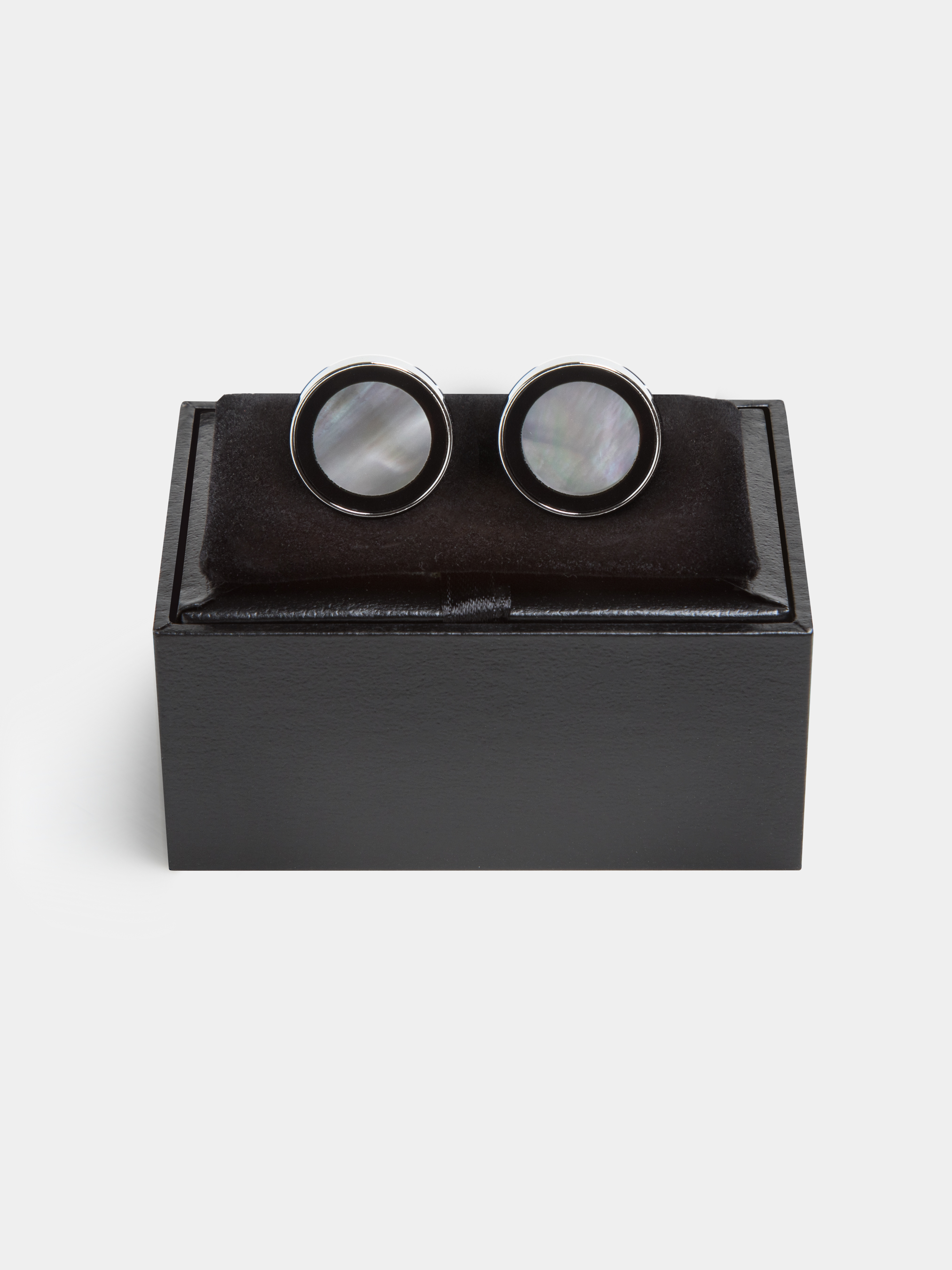 Runde Manschettenkn&ouml;pfe aus Perlmutt, NERO 0100C