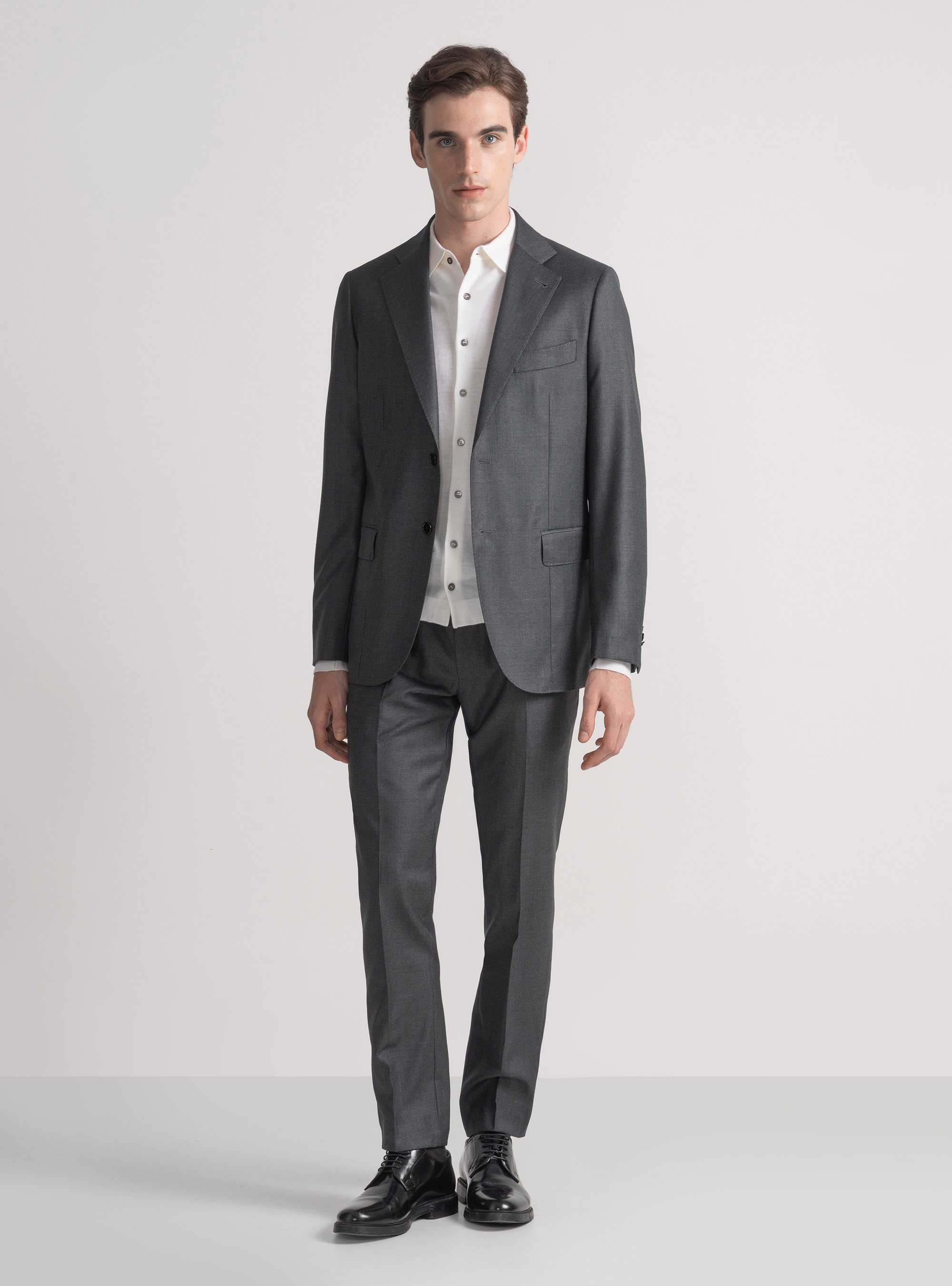 Pantaloni per abito in pura lana Vitale Barberis Canonico, ASFALTO