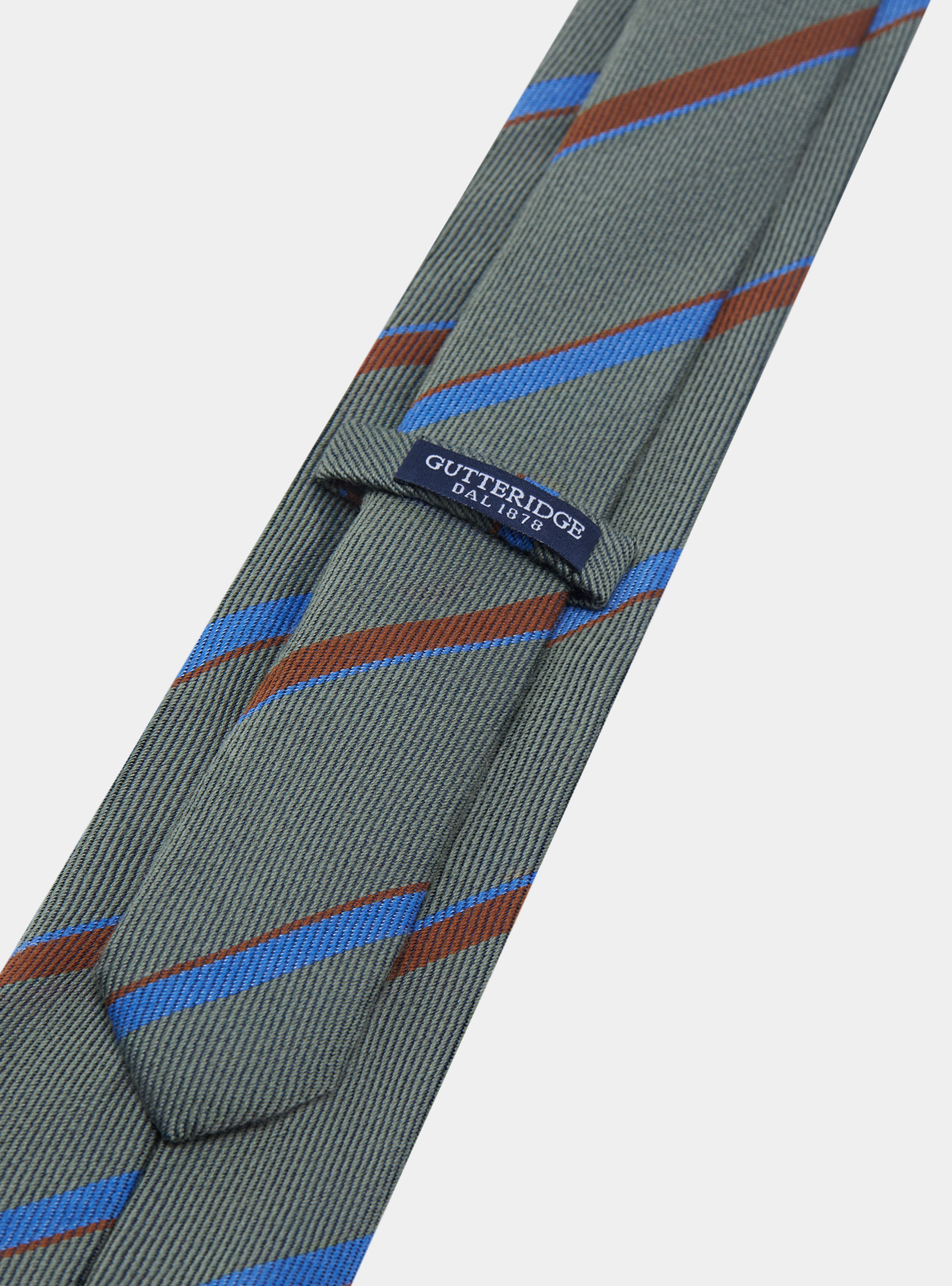 Striped tie in wool and silk twill, GREEN