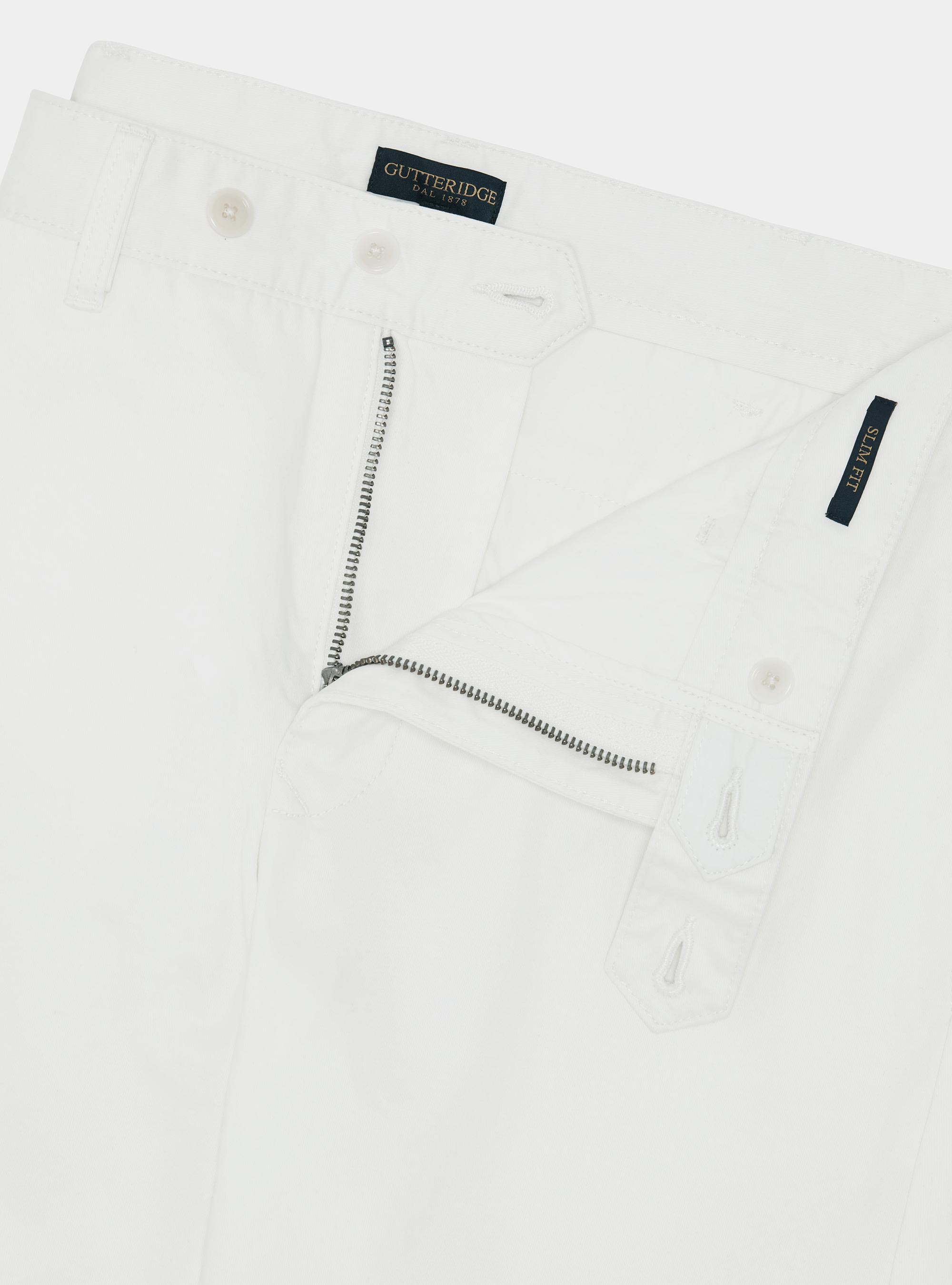 Pantalones chinos de sarga de algod&oacute;n, BLANCO