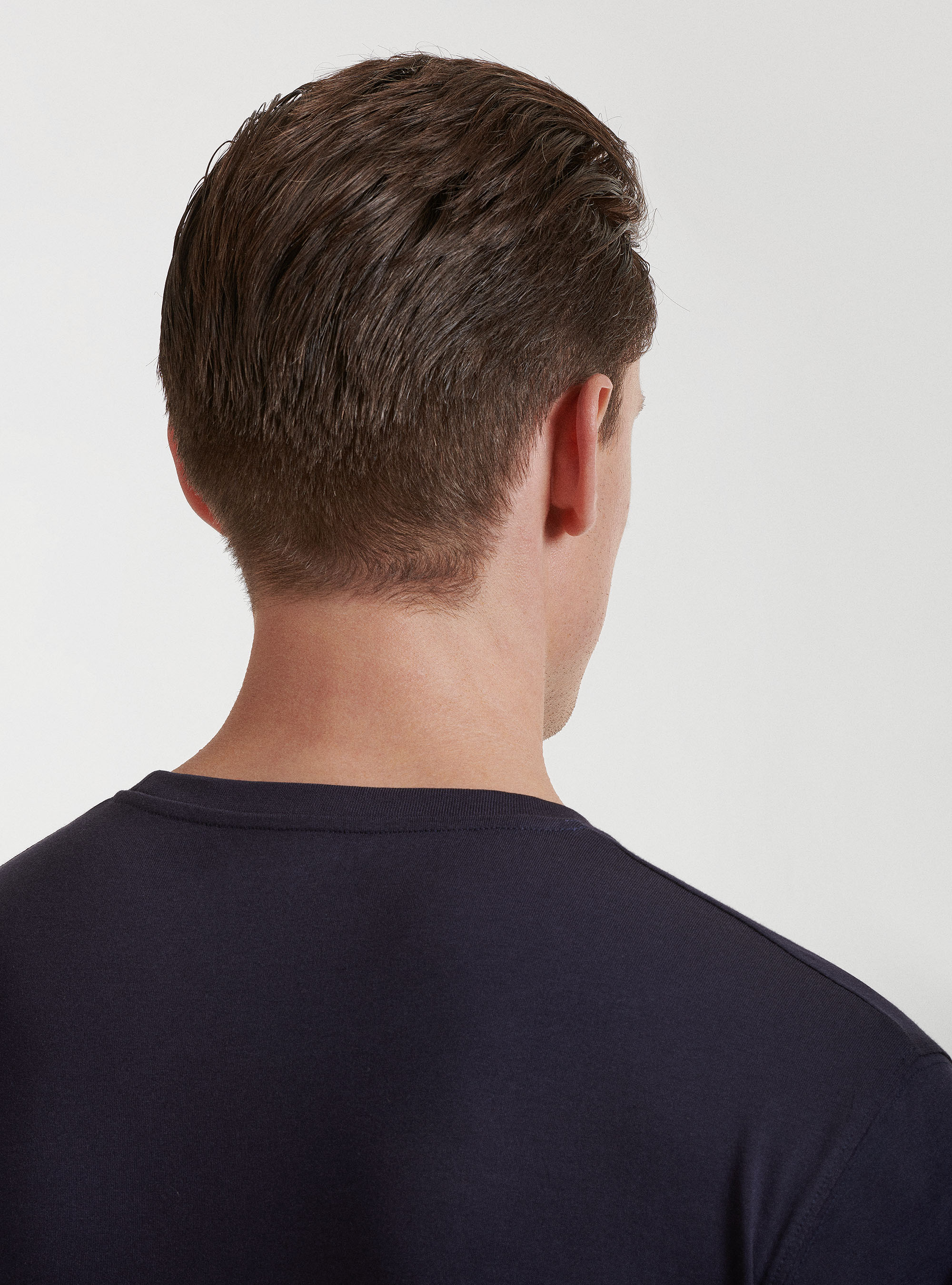 T-shirt girocollo in cotone supima, BLU NAVY