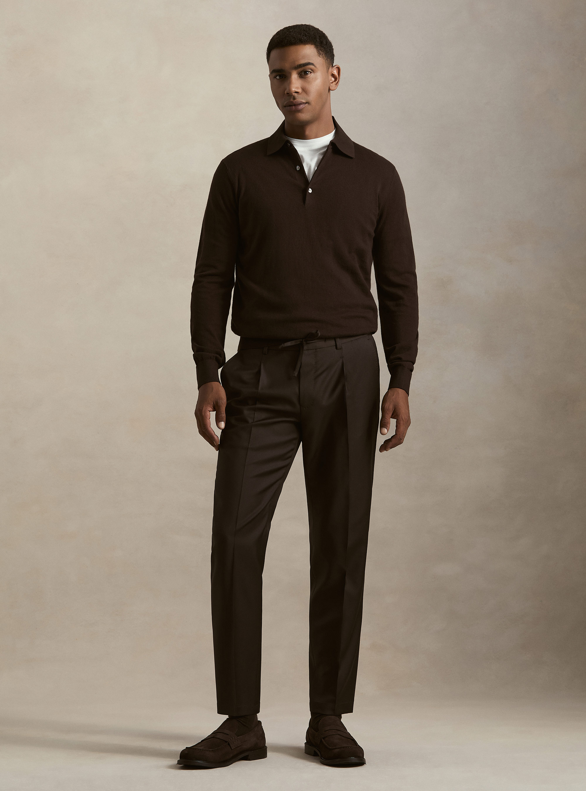 VBC wool drawstring trousers, MARRONE 0508C