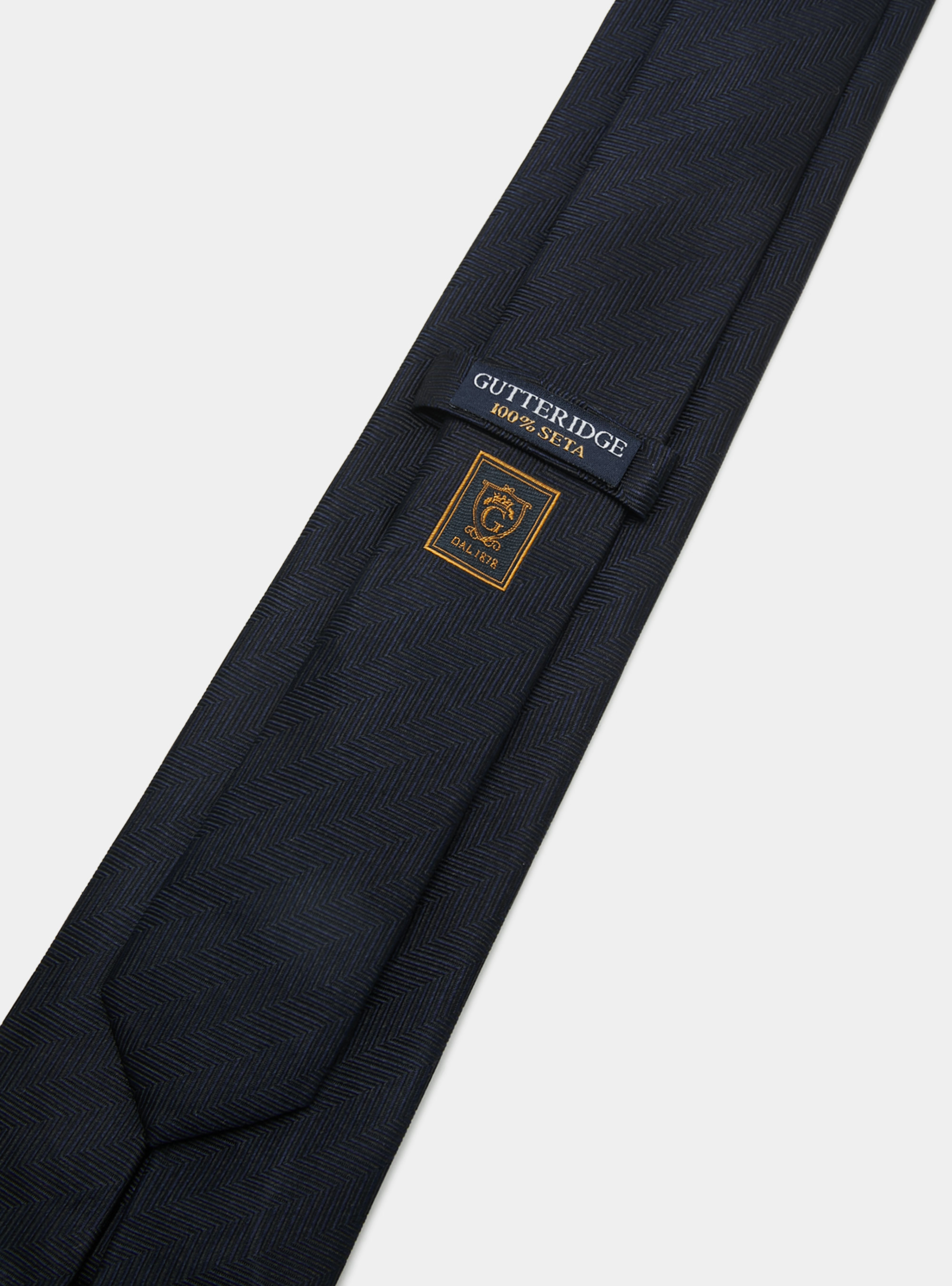 Herringbone silk tie, NAVY BLUE