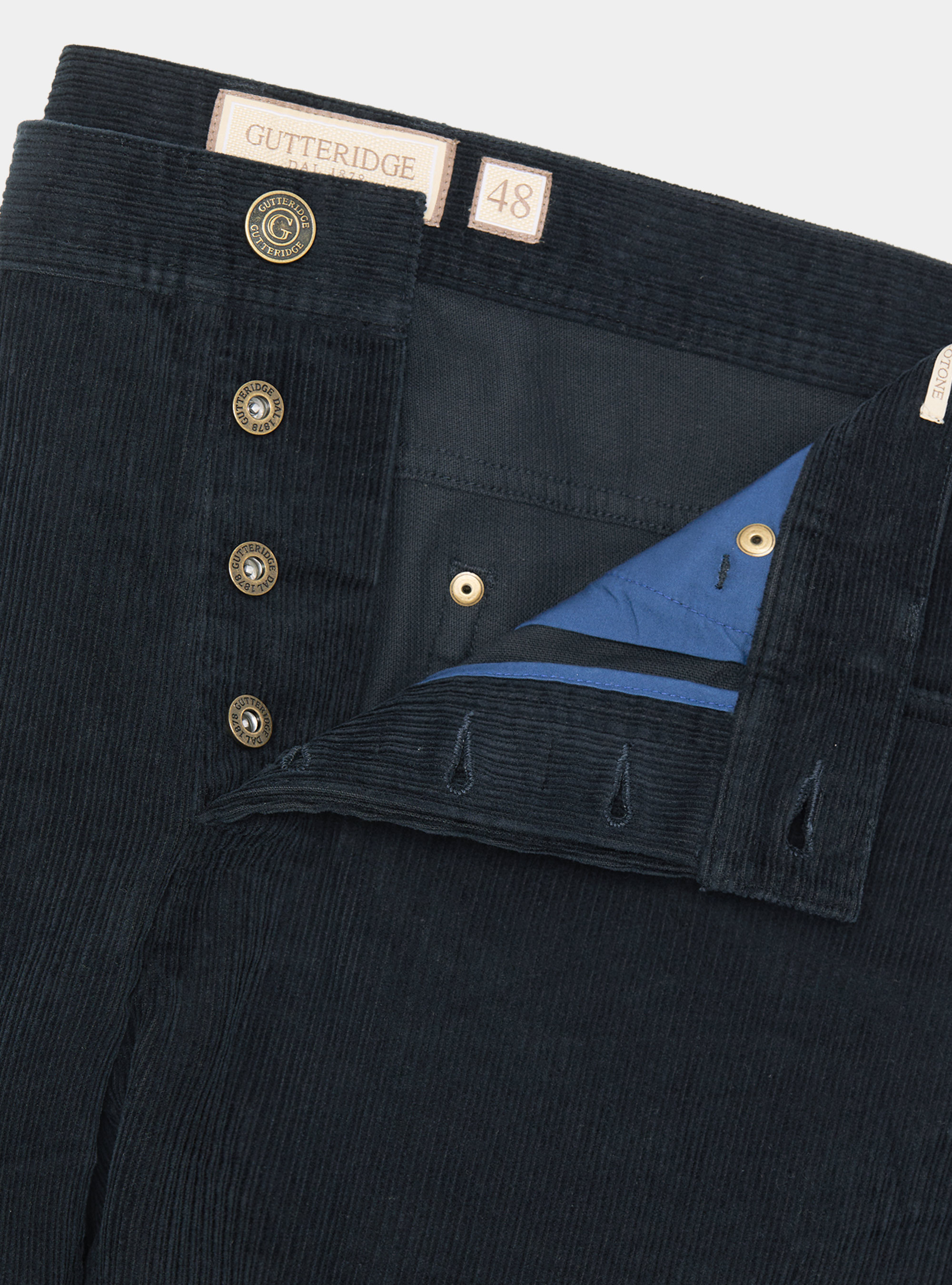 Pantaloni cinque tasche in velluto, BLU NAVY