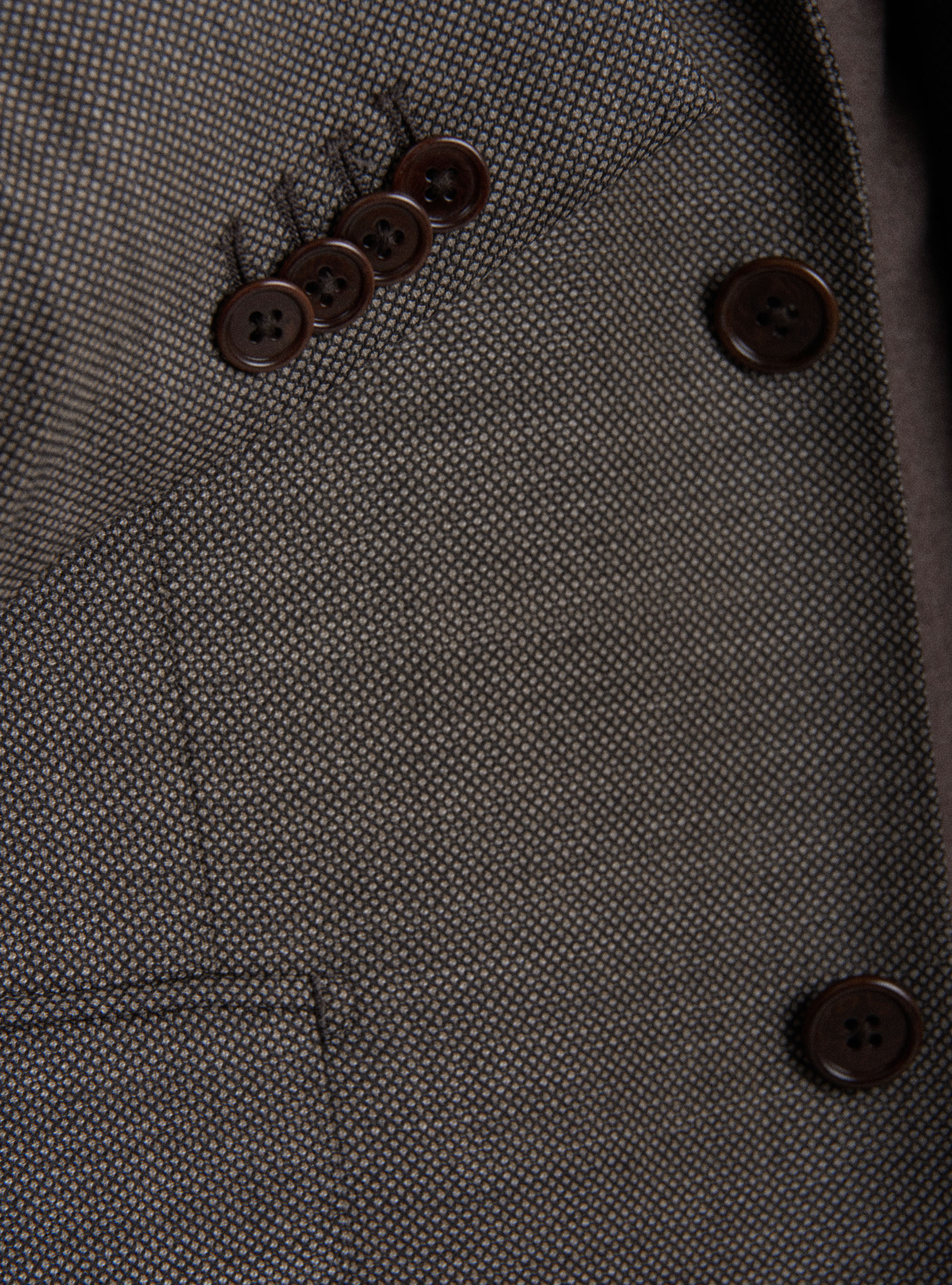 Giacca da abito occhio di pernice in pura lana, MARRONE