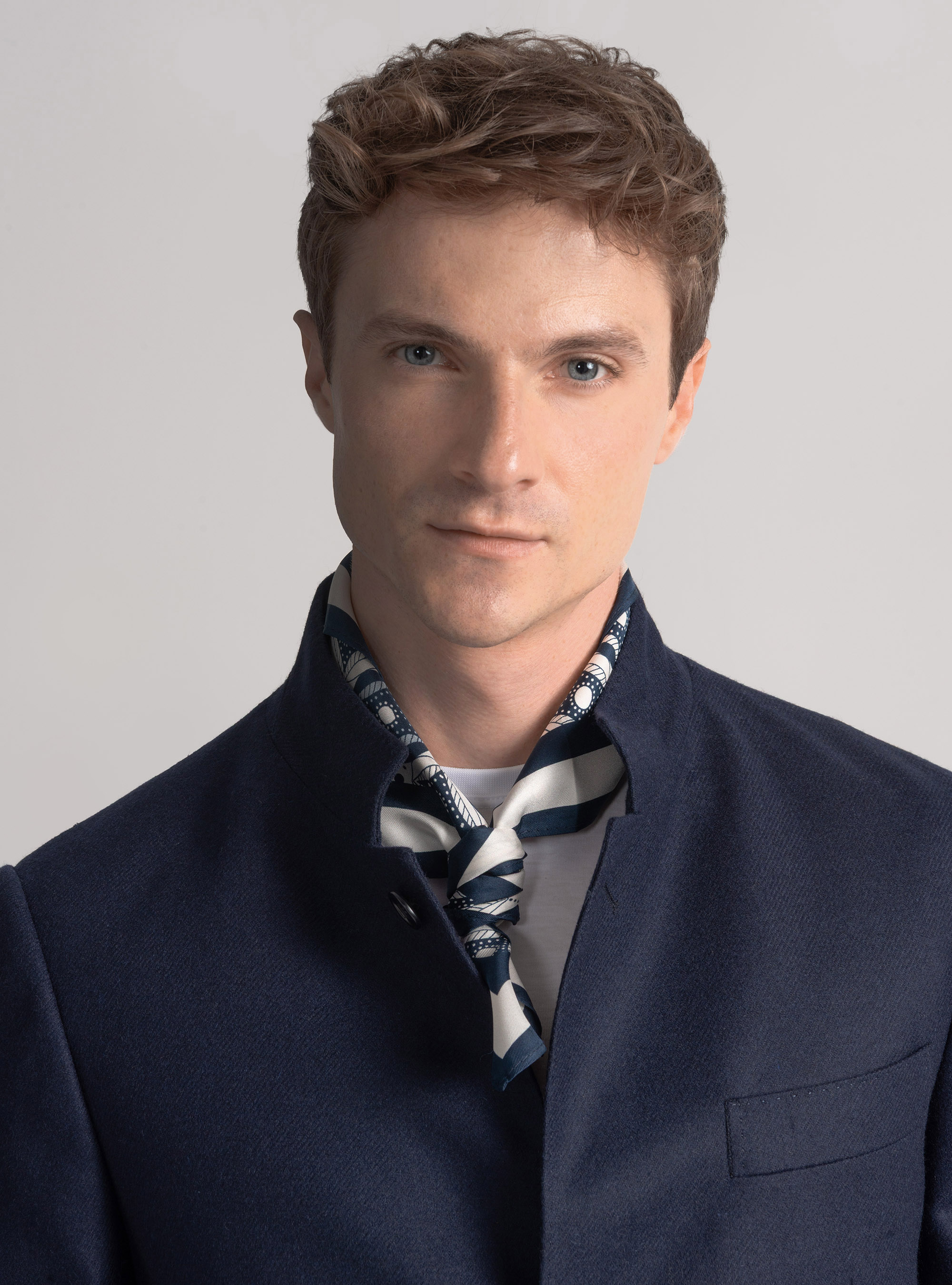 Korean wool flannel blazer, NAVY BLUE