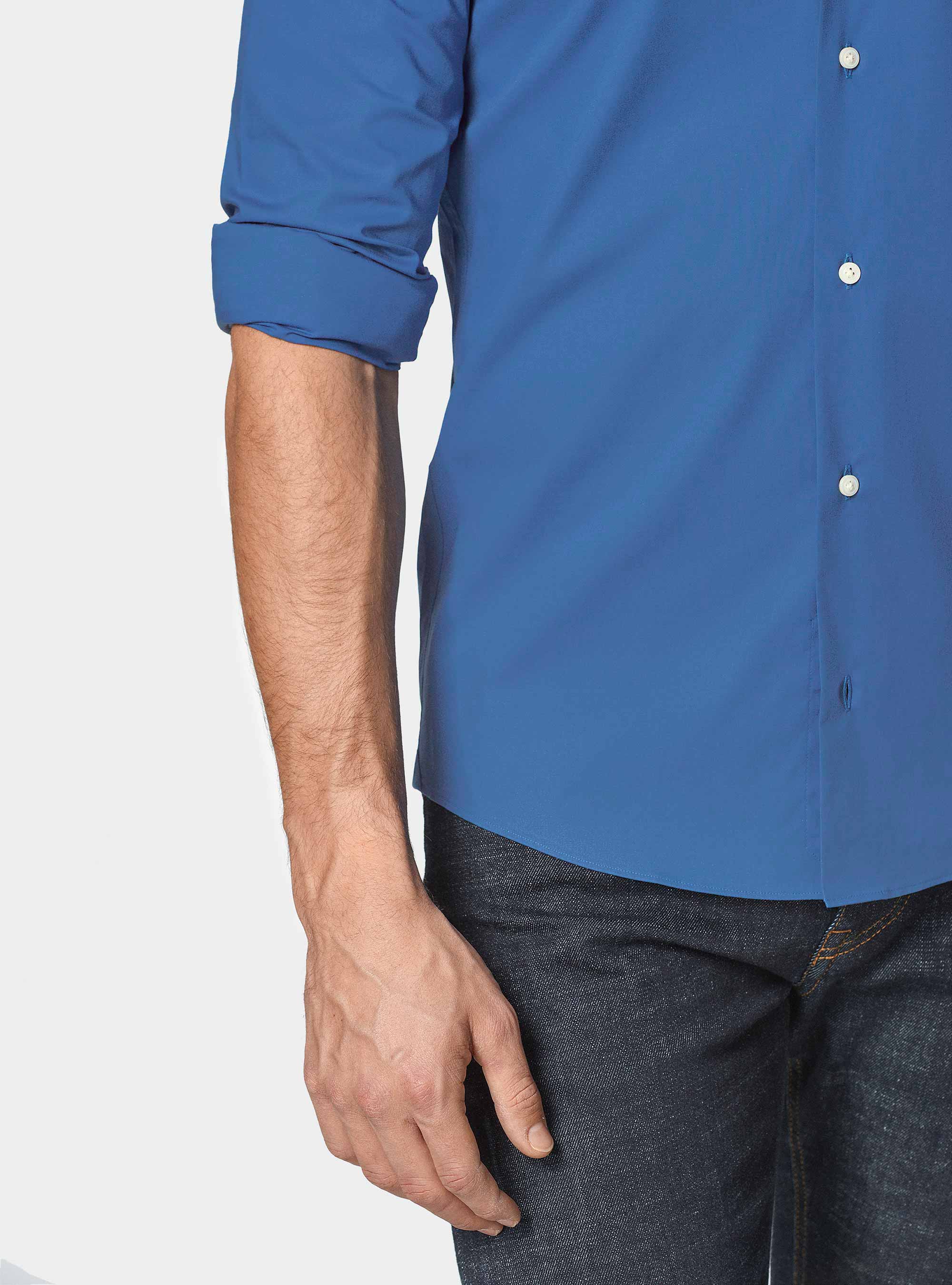 Chemise en popeline stretch, 0226C CERULEO