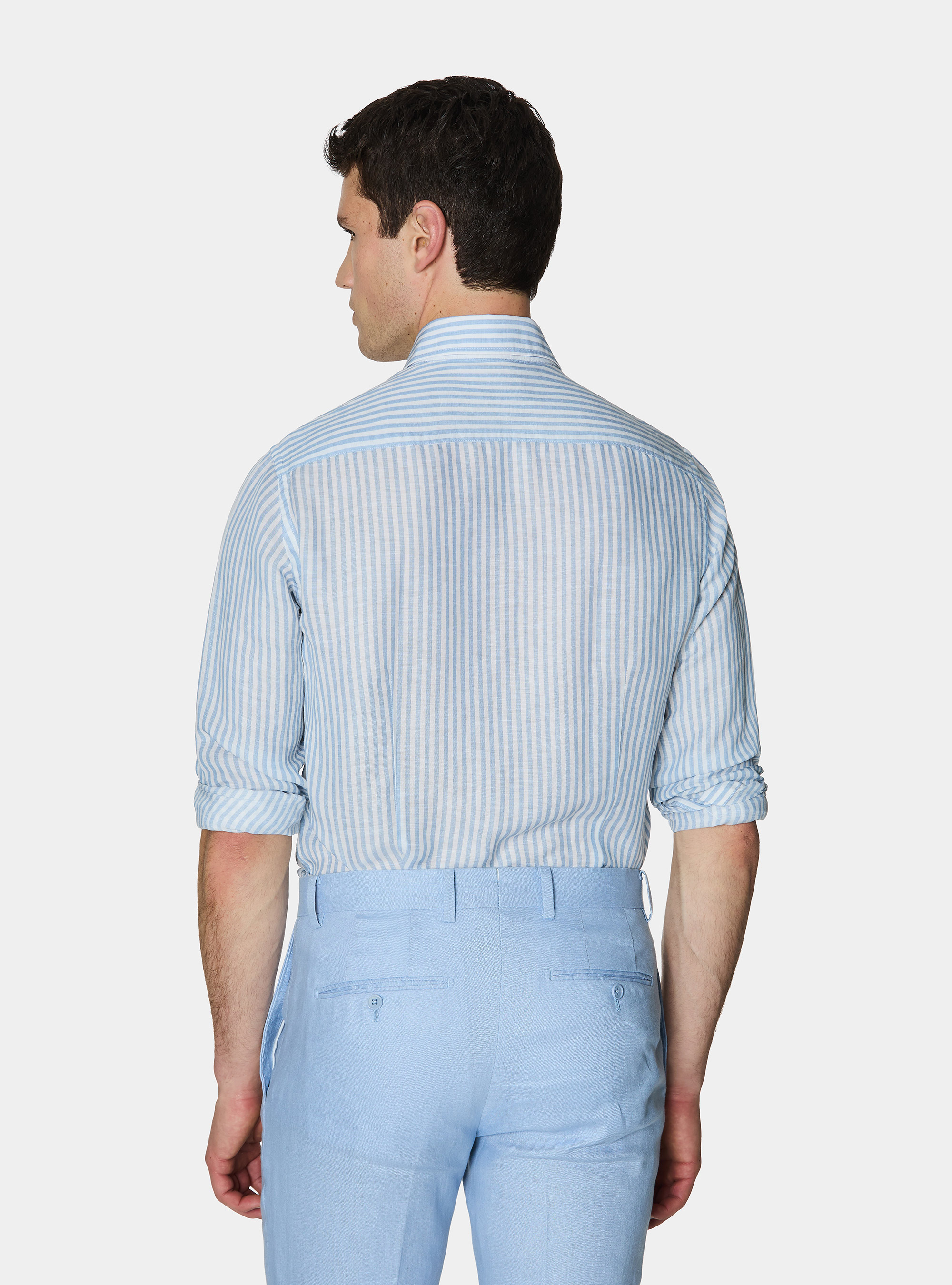 Linen blend striped shirt, LIGHT BLUE
