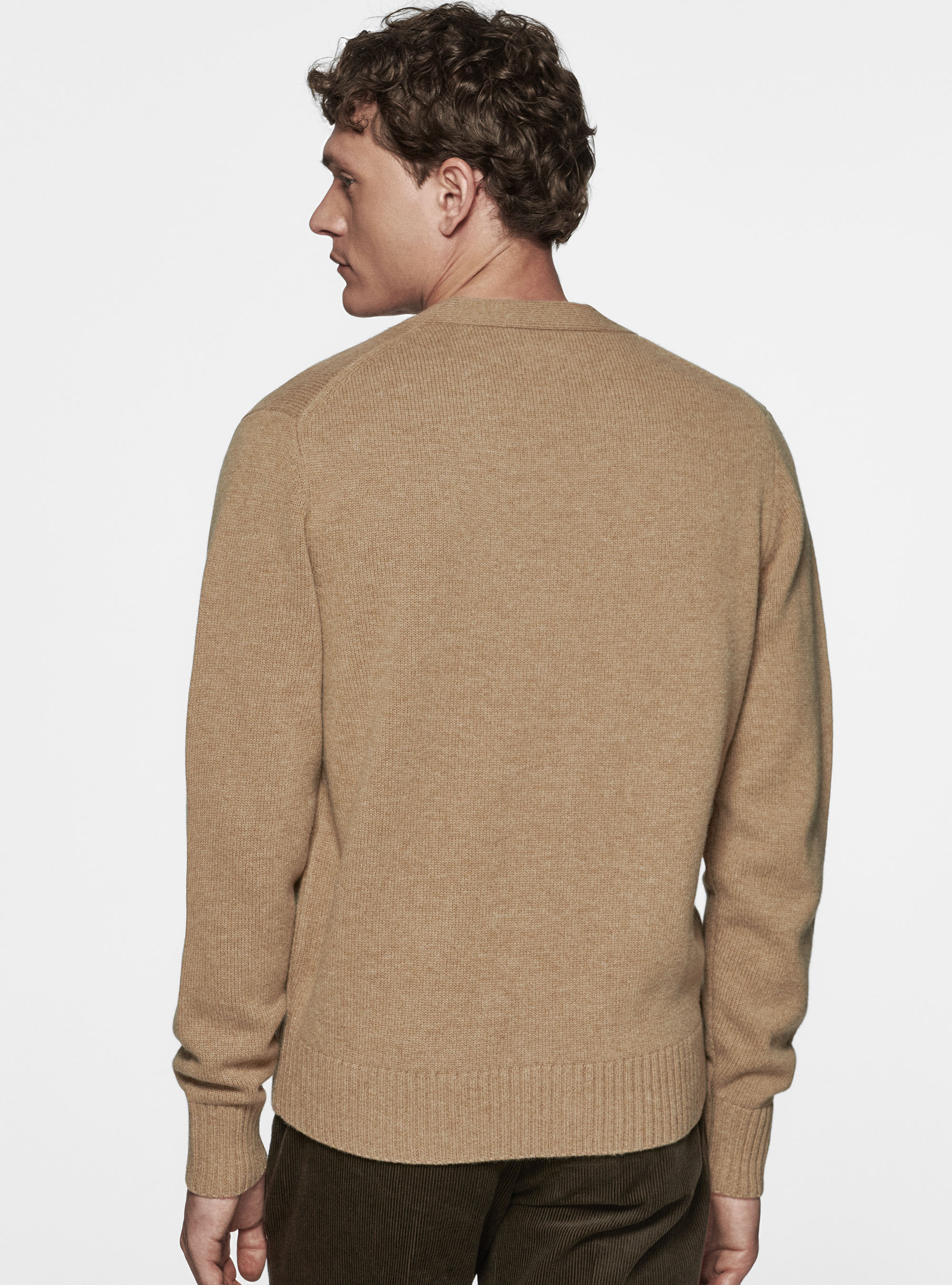 Cardigan in maglia in lambswool, CAMMELLO 0570C