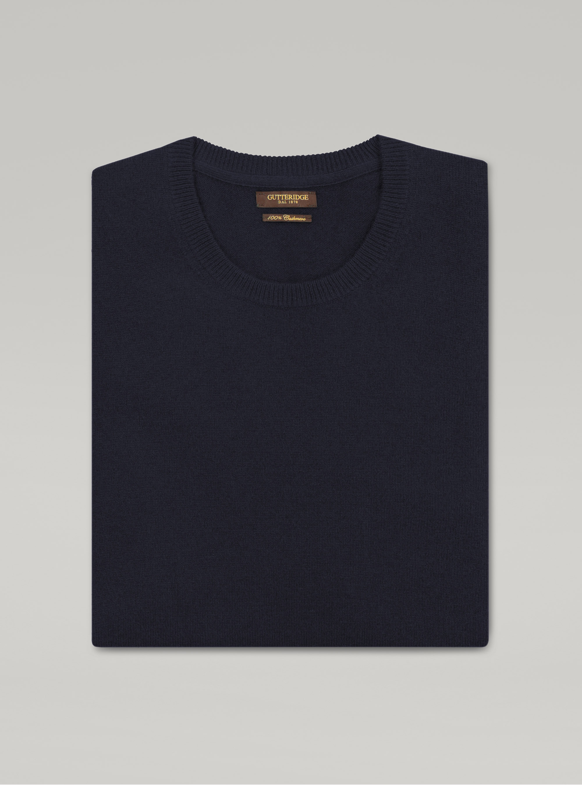 100% cashmere round neck sweater, NAVY BLUE