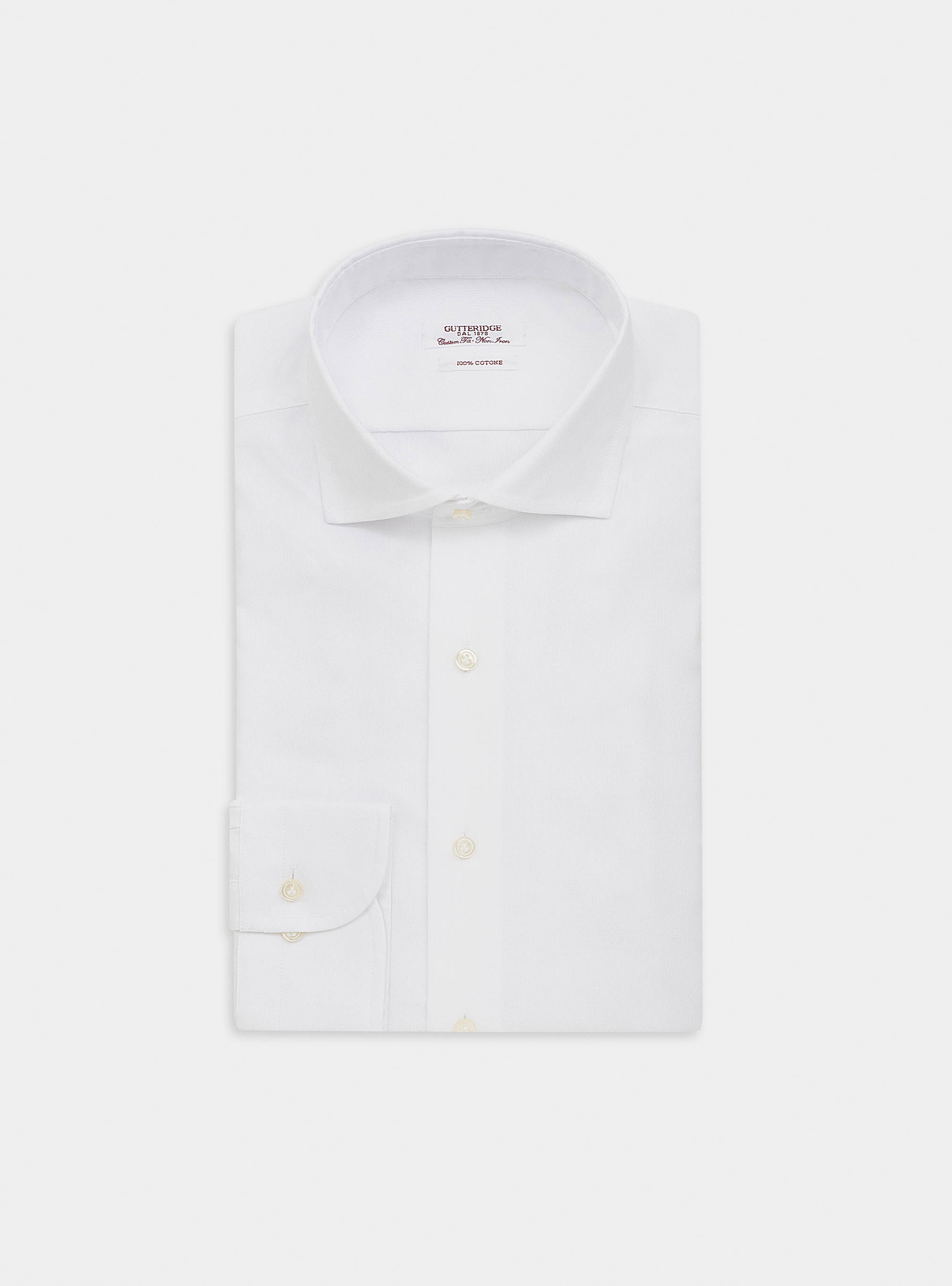 Camisa de algodón oxford personalizada sin planchar, BLANCO