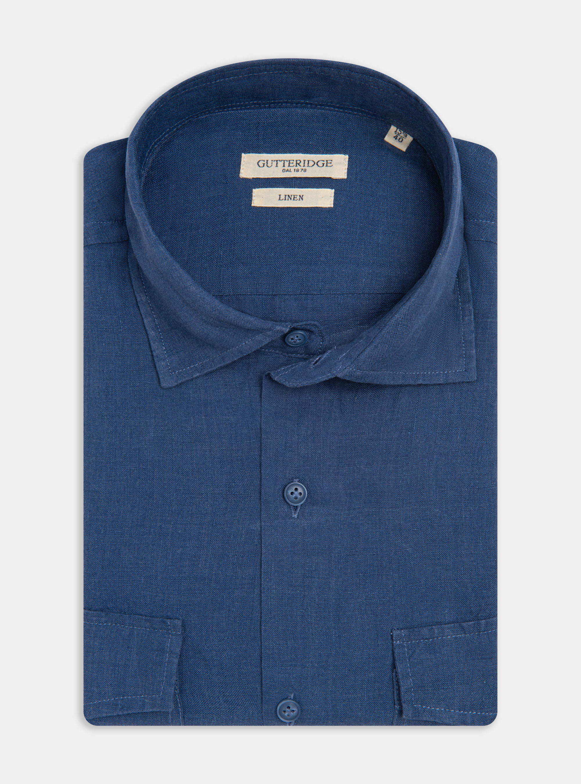 Pure linen shirt with large pockets, 0243C DENIM