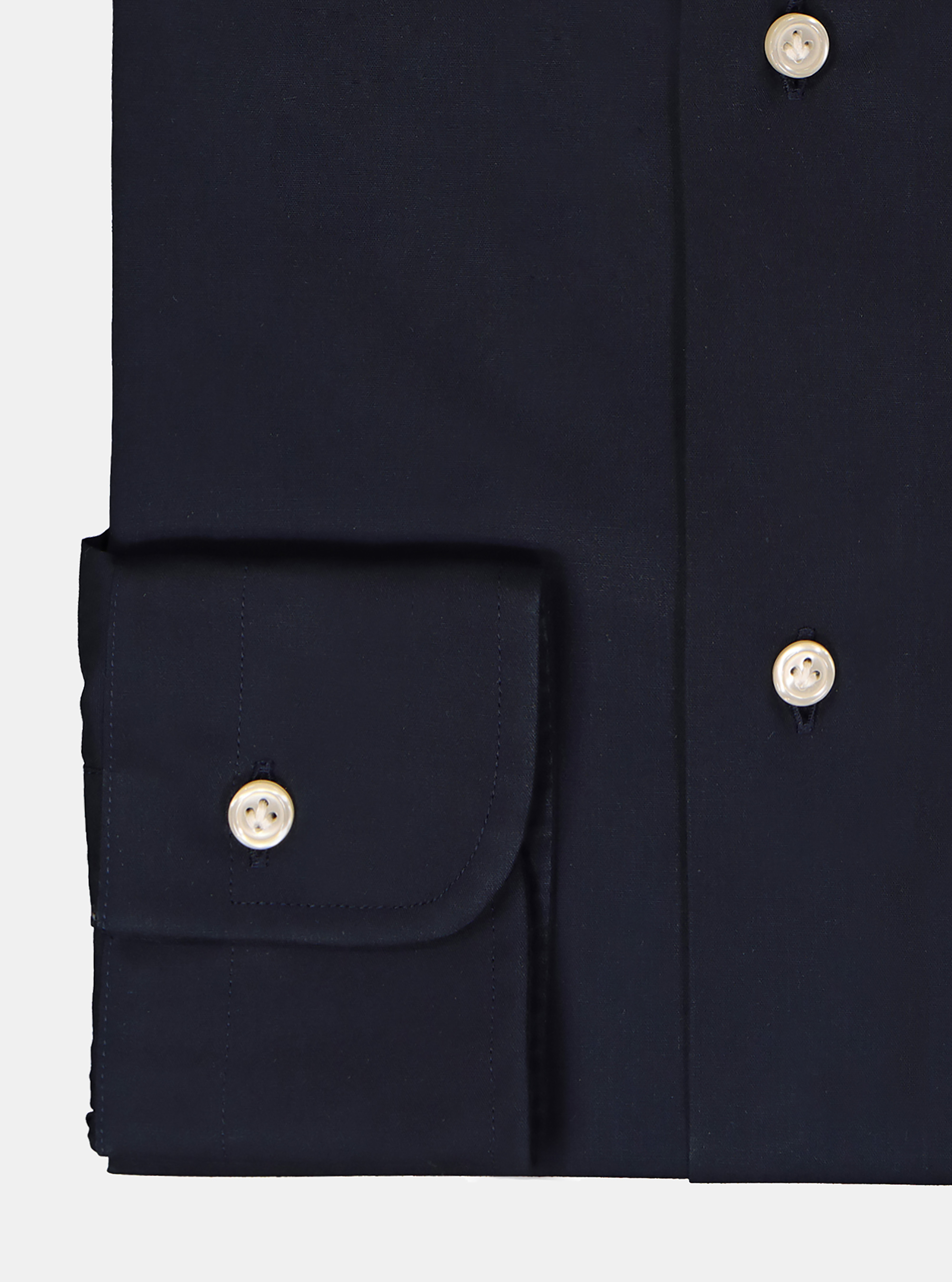 Camicia collo francese in popeline stretch, BLU NAVY